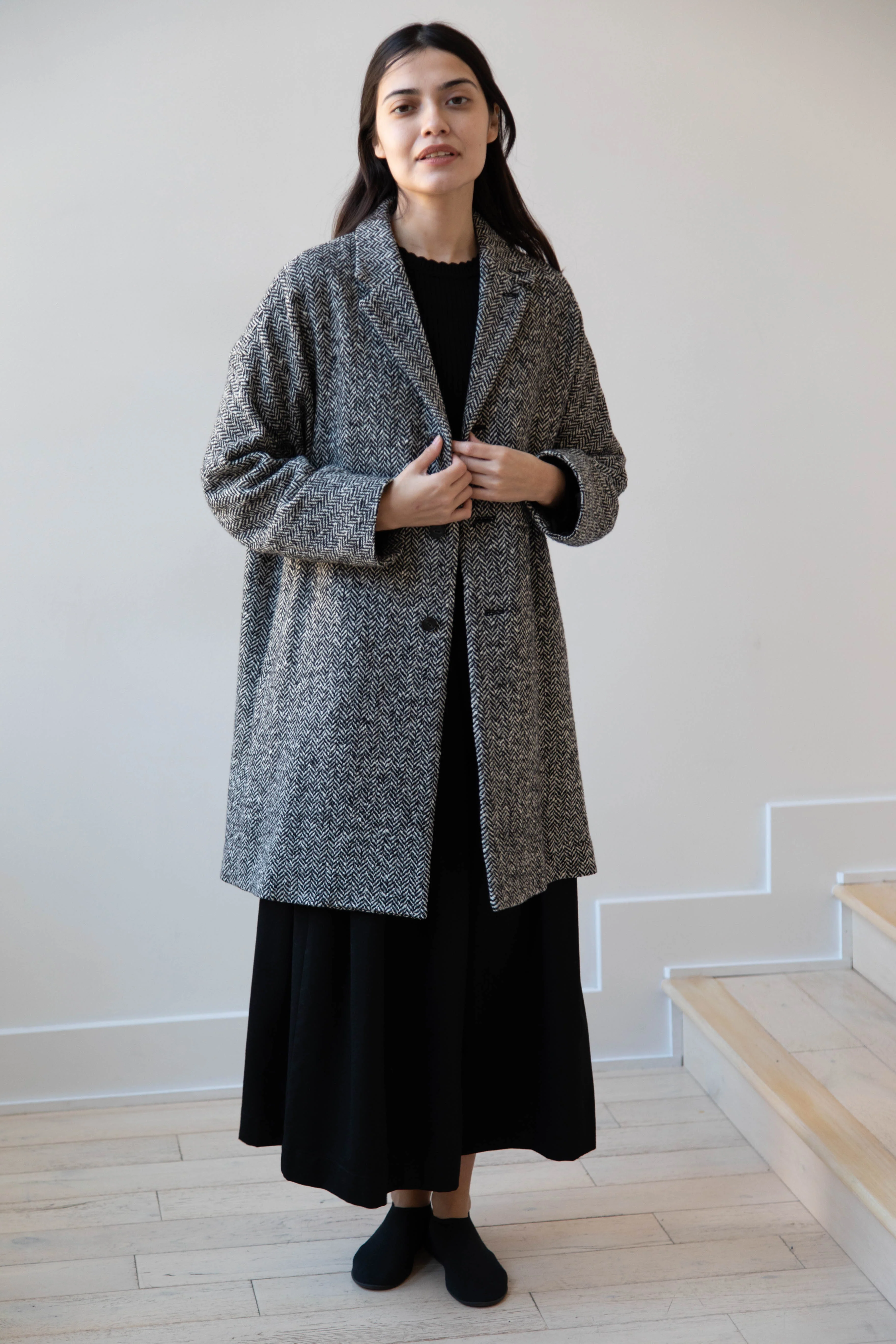 Arts & Science | Grandpa City Coat in Black Herringbone - Image 22