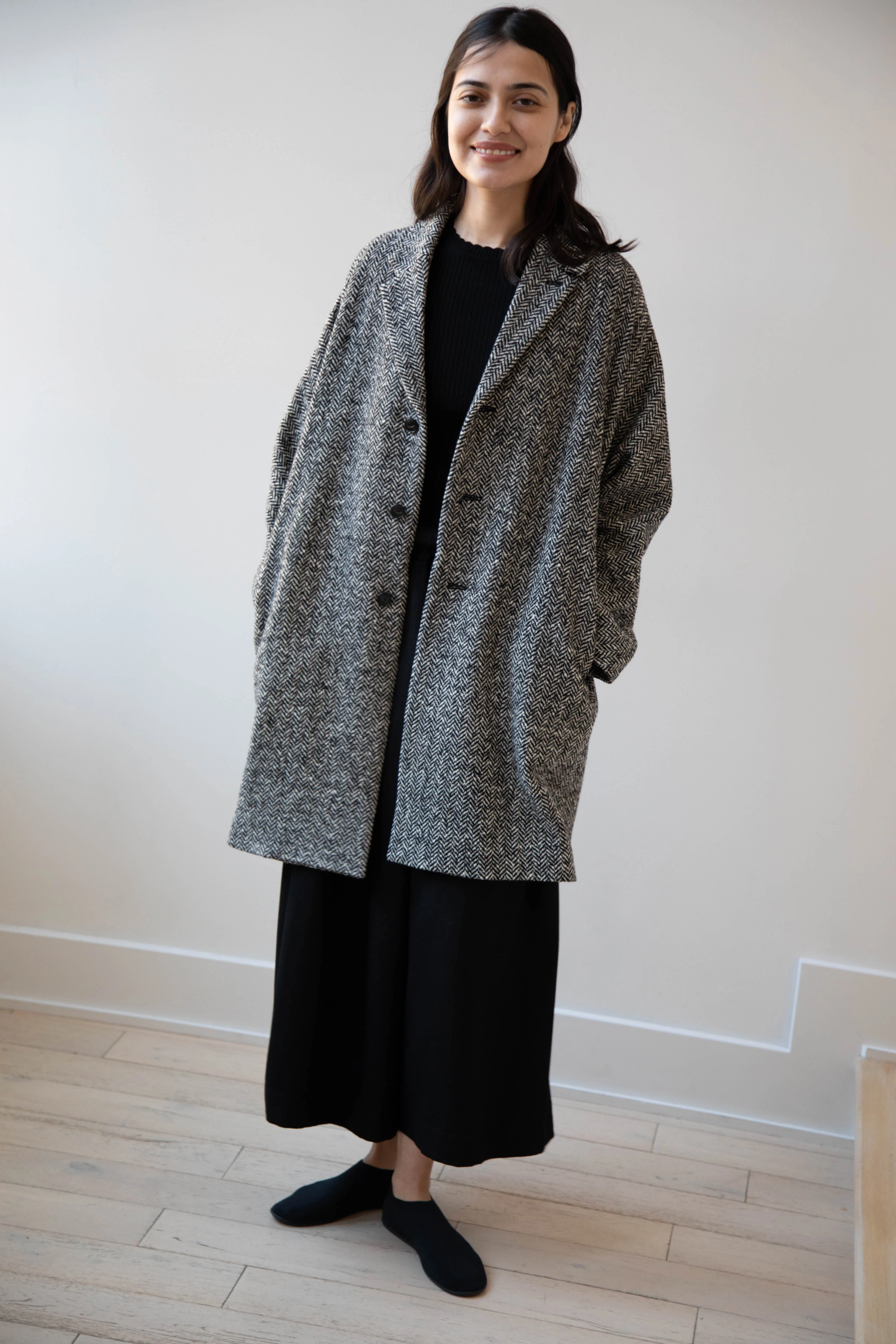 Arts & Science | Grandpa City Coat in Black Herringbone - Image 26