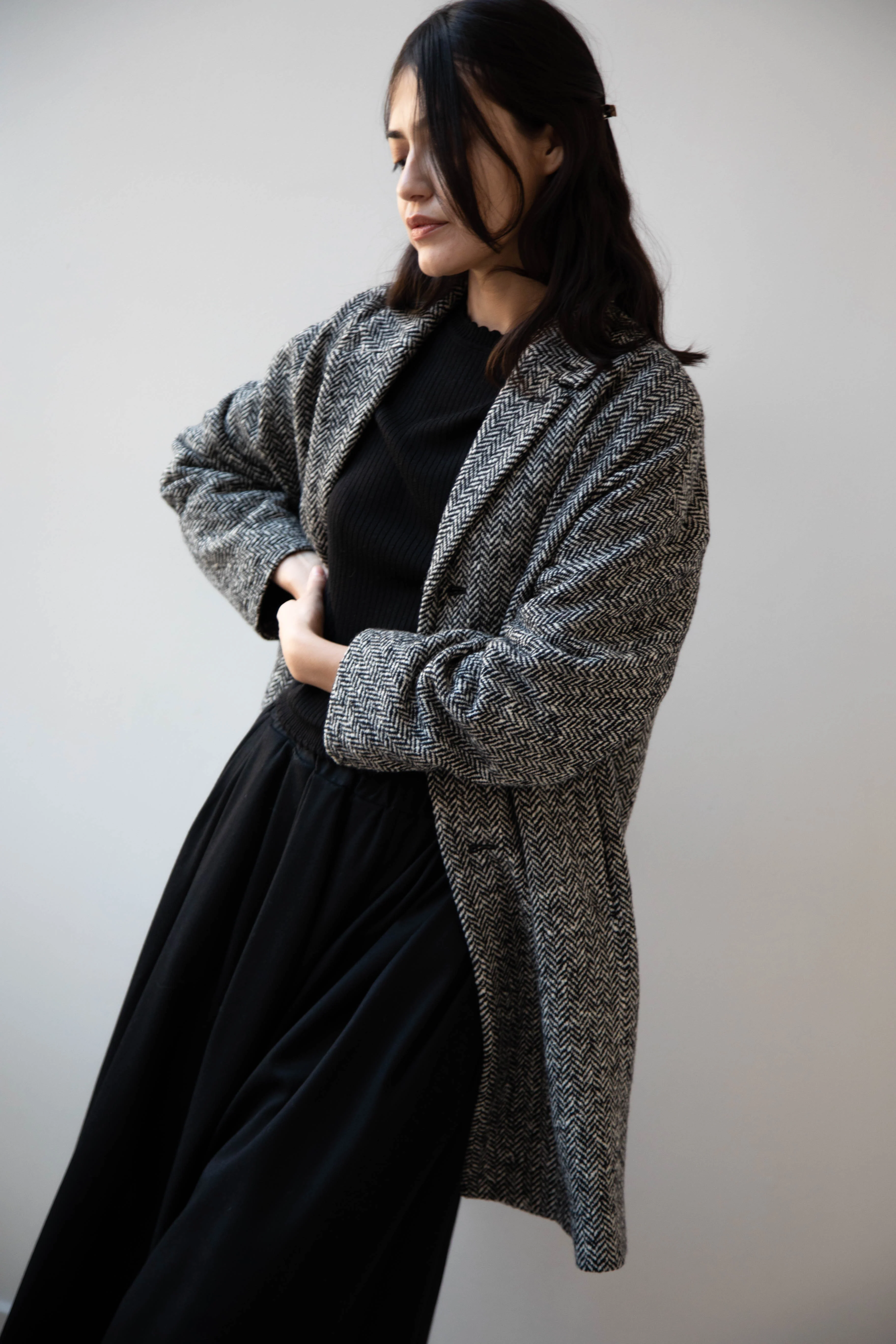 Arts & Science | Grandpa City Coat in Black Herringbone - Image 29