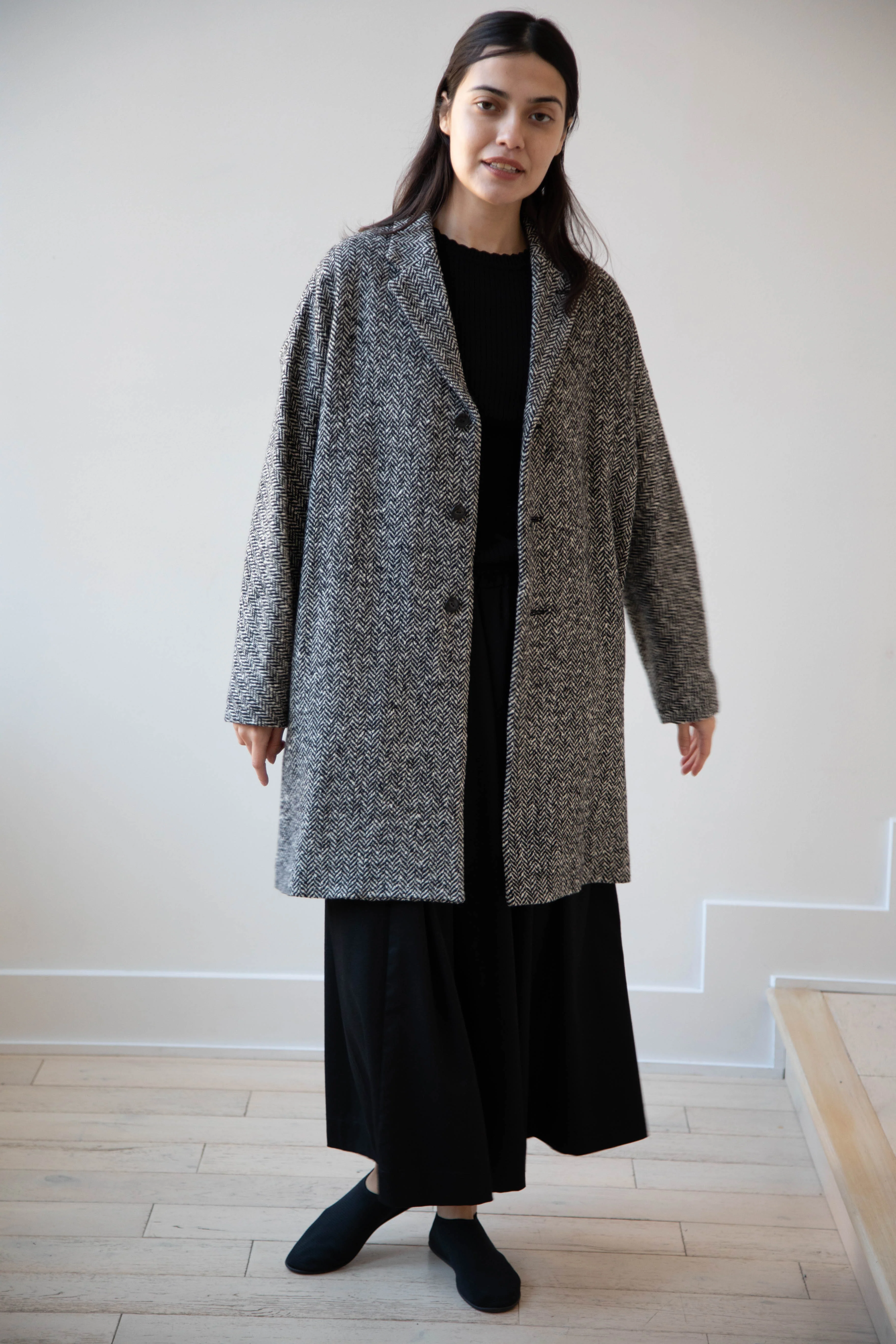 Arts & Science | Grandpa City Coat in Black Herringbone - Image 4