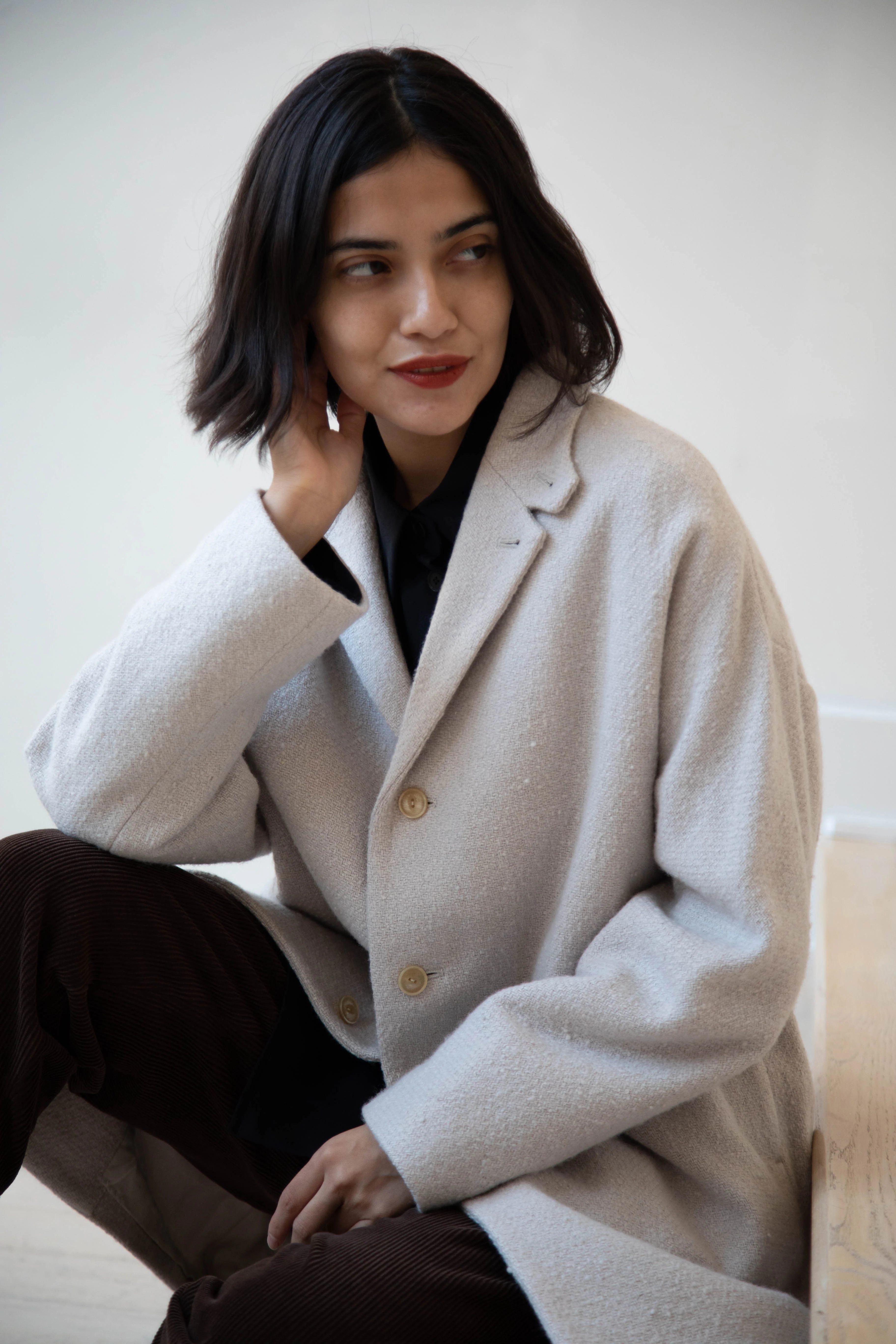 Arts & Science | Grandpa City Coat in Gray Beige - Image 34