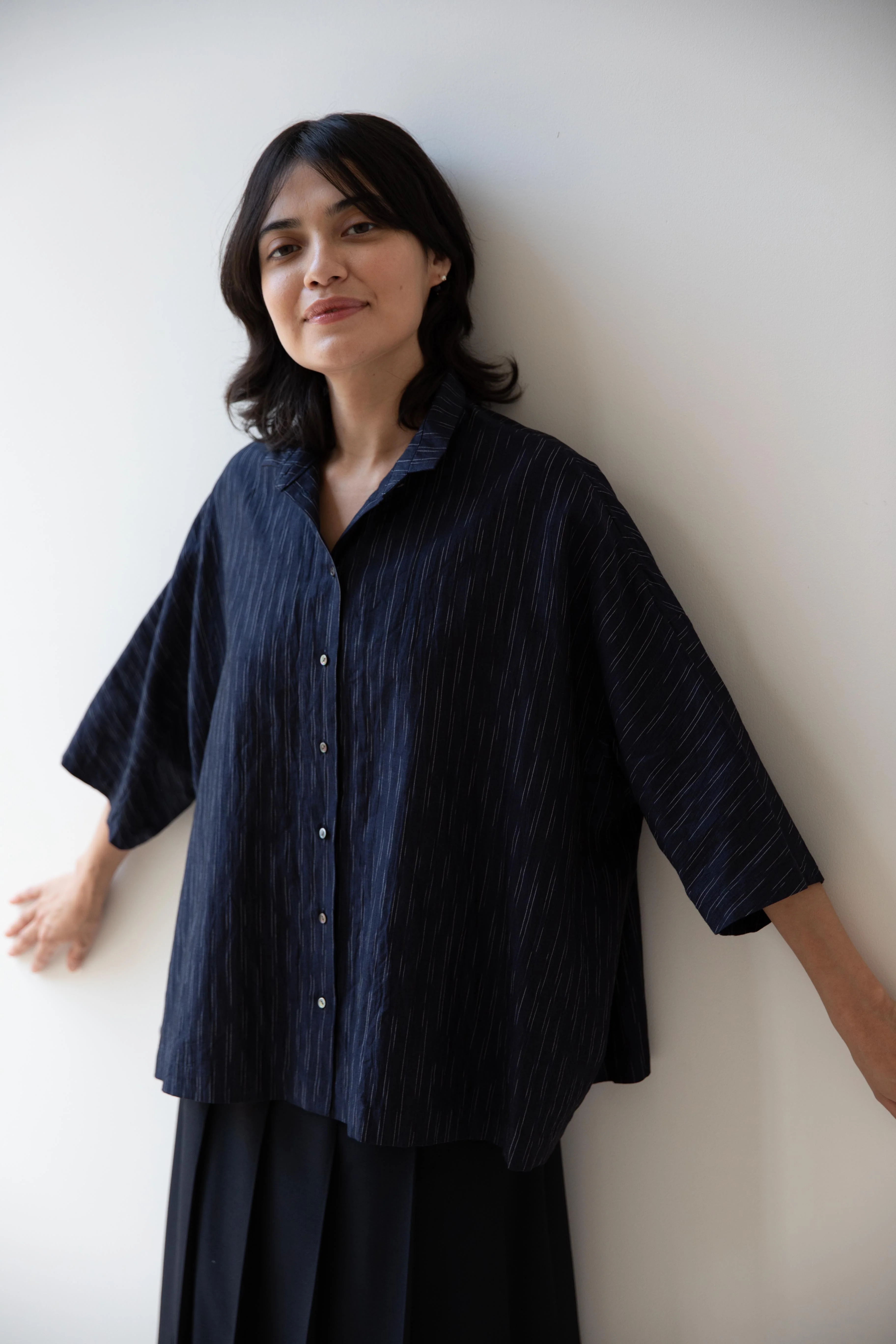 Arts & Science | Granny Line Short Sleeve Box Shirt in Kasuri Stripe - Image 18