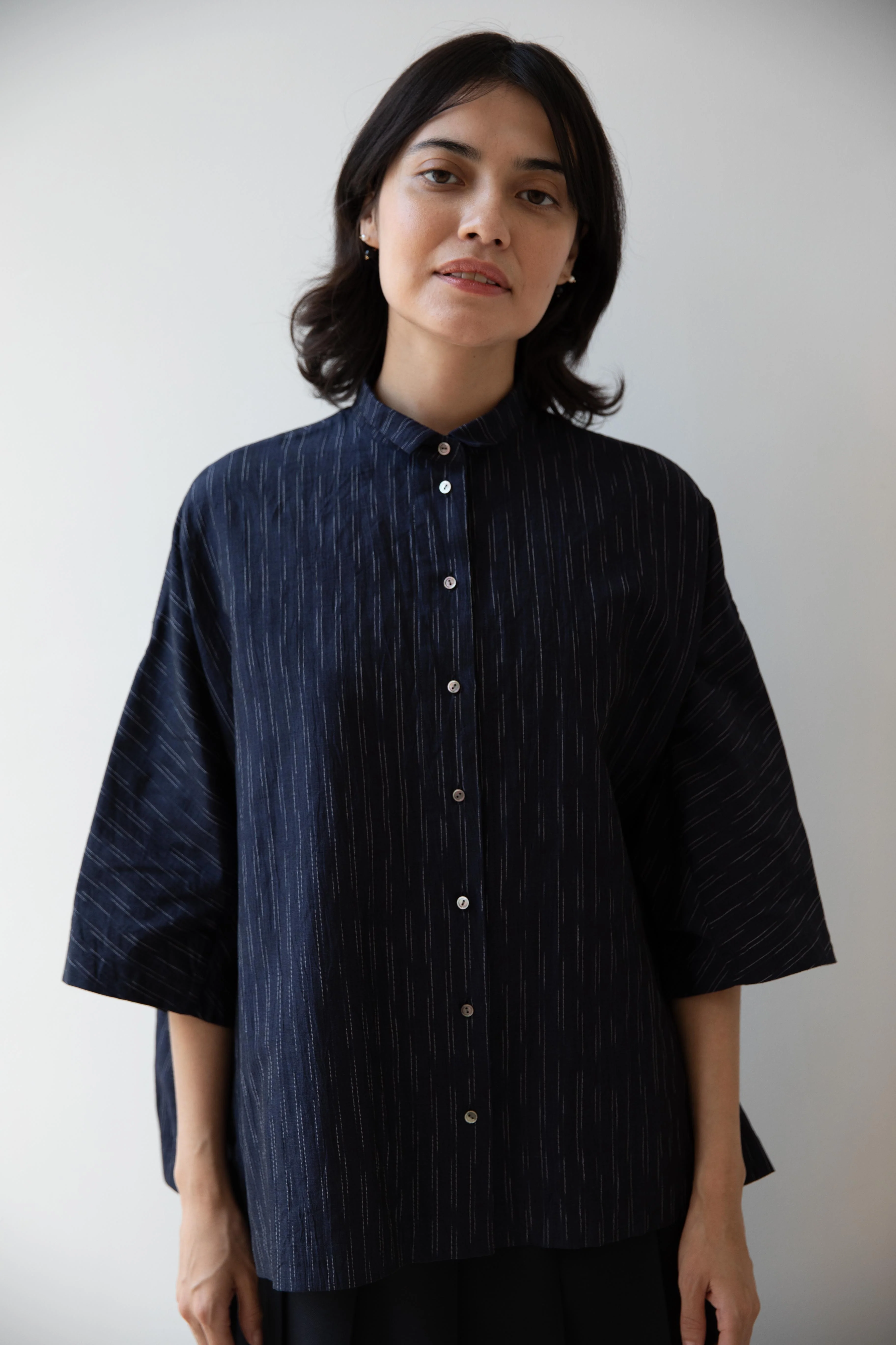 Arts & Science | Granny Line Short Sleeve Box Shirt in Kasuri Stripe - Image 2