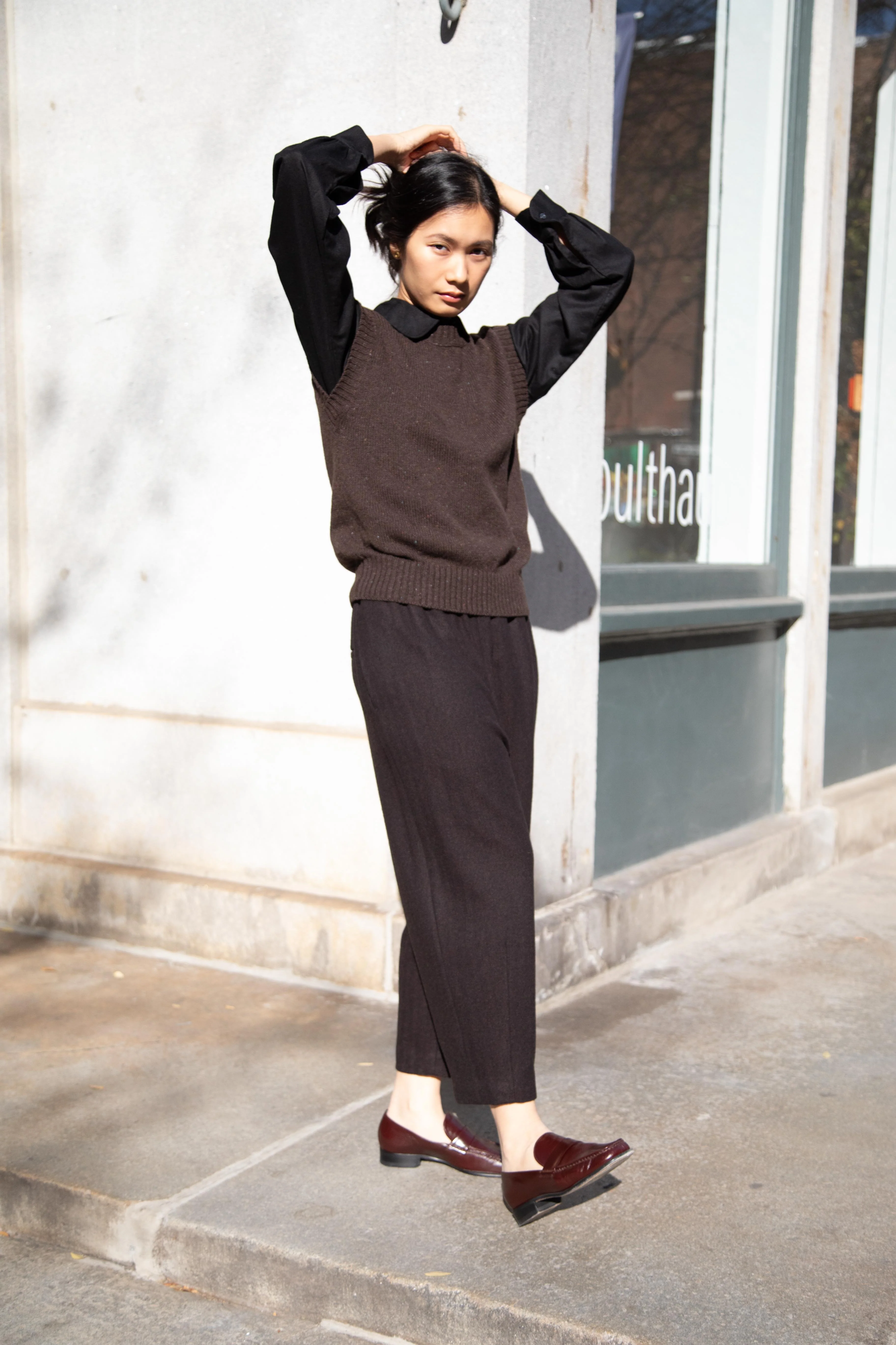 Arts & Science | Hem Easy Dart Pants in Espresso Herringbone - Image 26