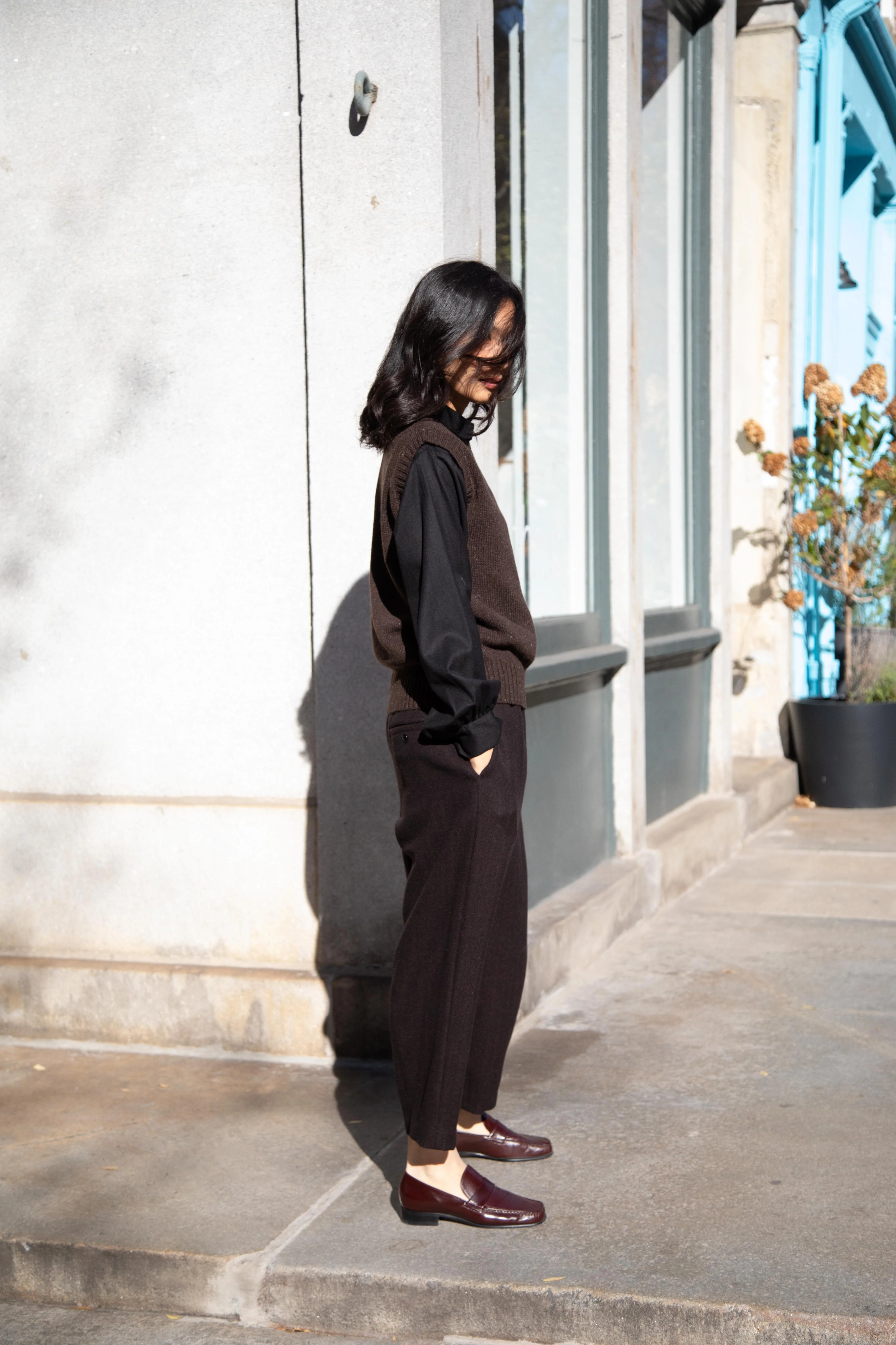 Arts & Science | Hem Easy Dart Pants in Espresso Herringbone - Image 7
