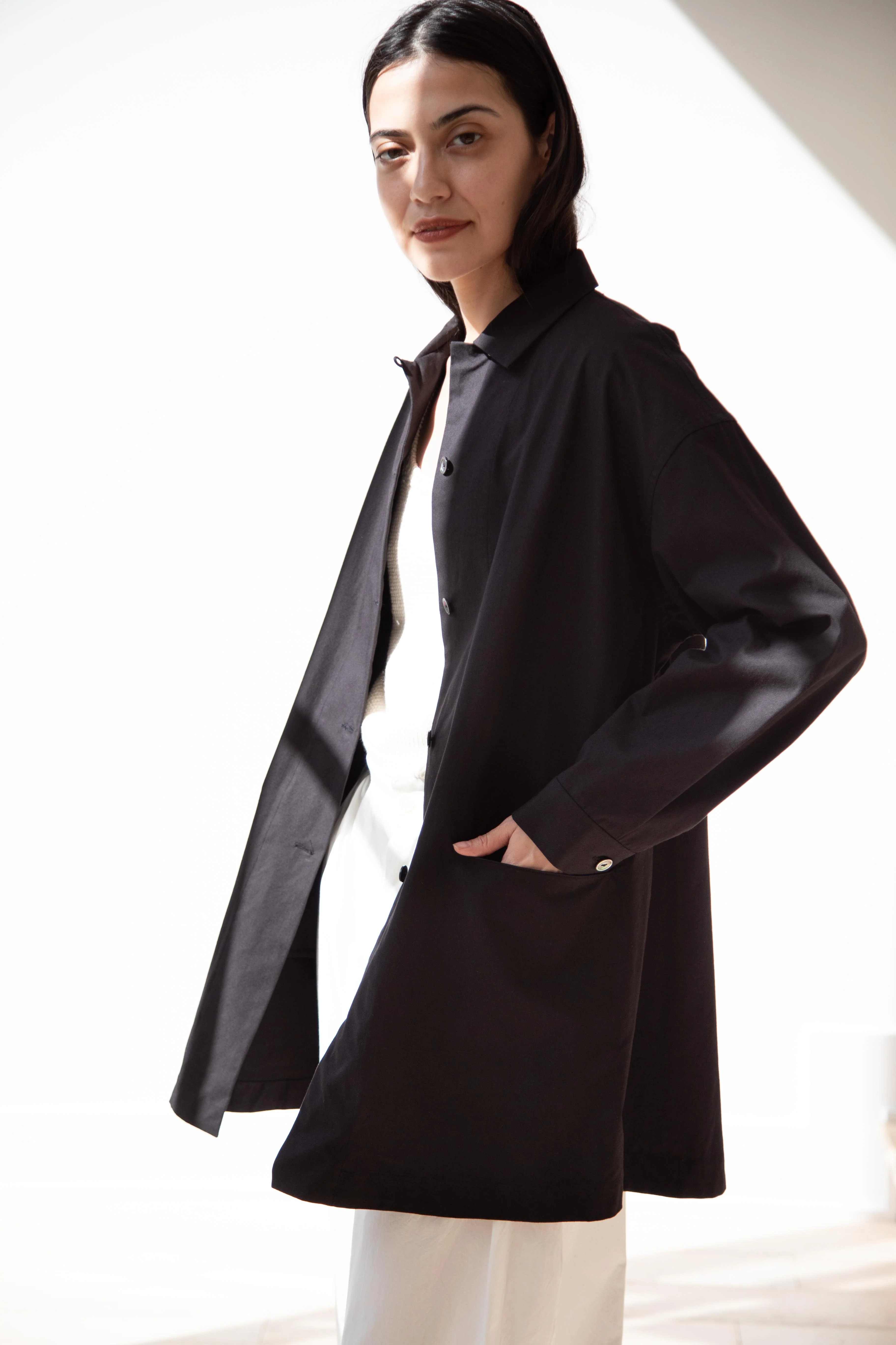 Arts & Science | Long Pajama Shirt in Black Cotton - Image 22