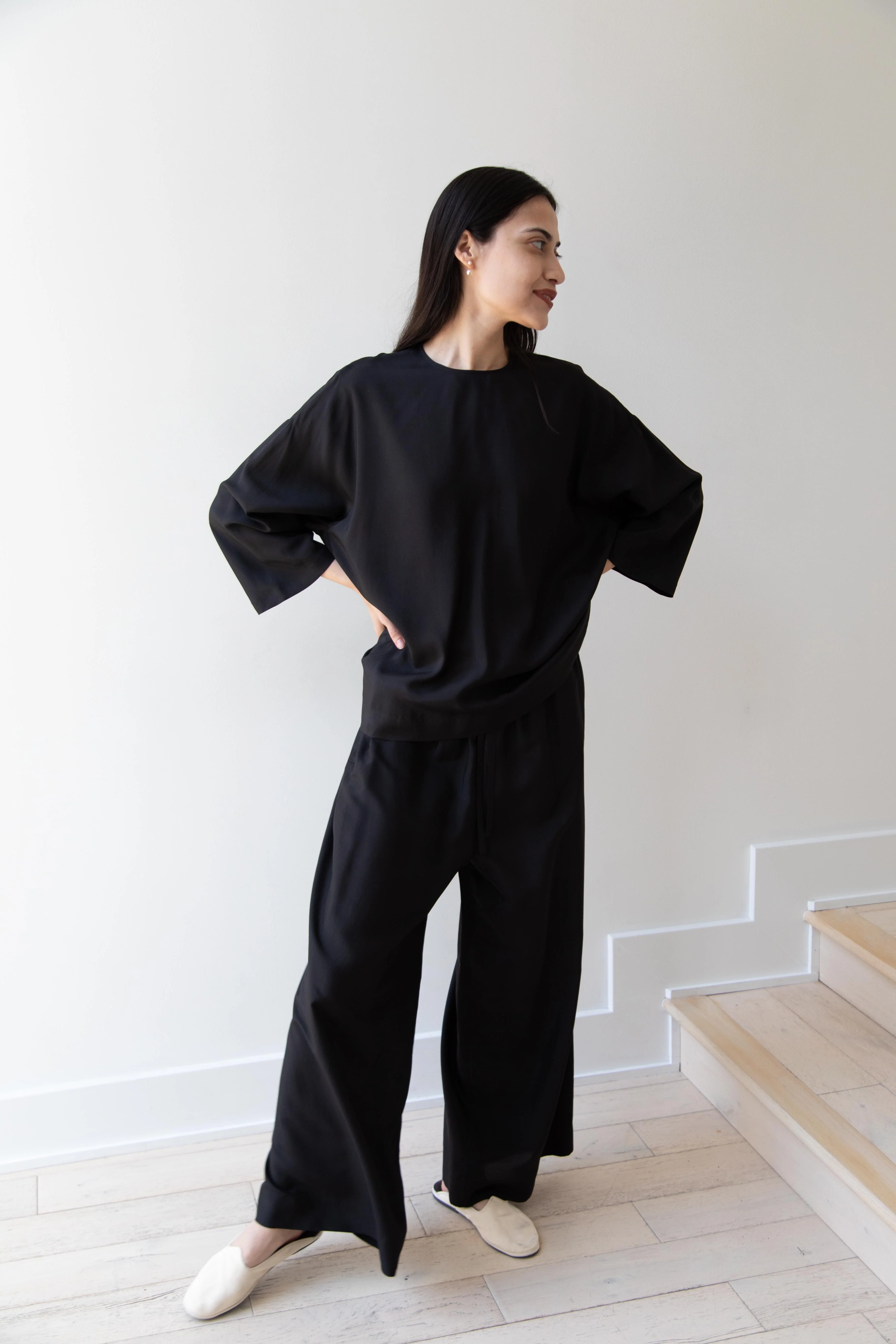 Arts & Science | New Balloon Blouse in Black Silk - Image 16