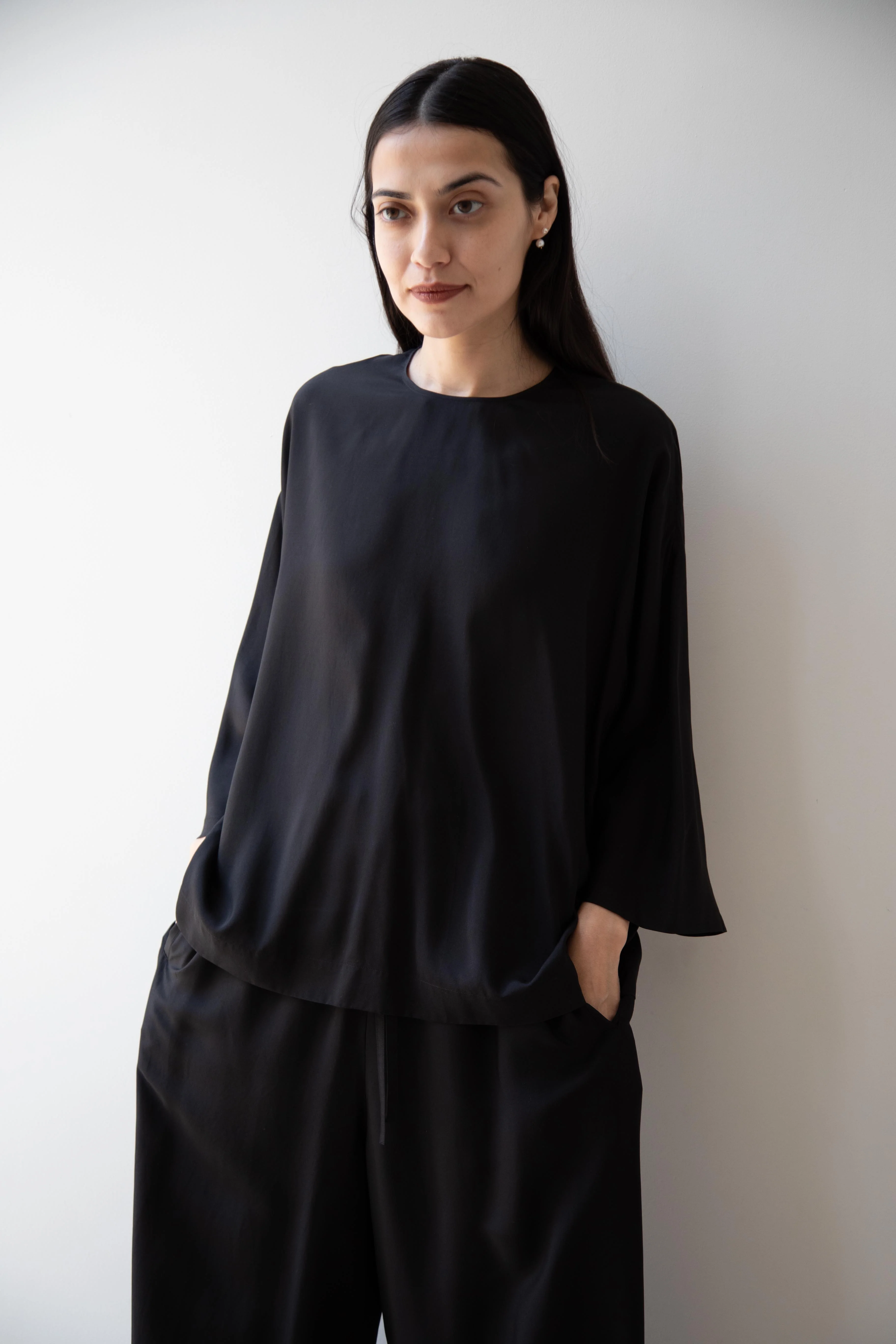 Arts & Science | New Balloon Blouse in Black Silk - Image 30