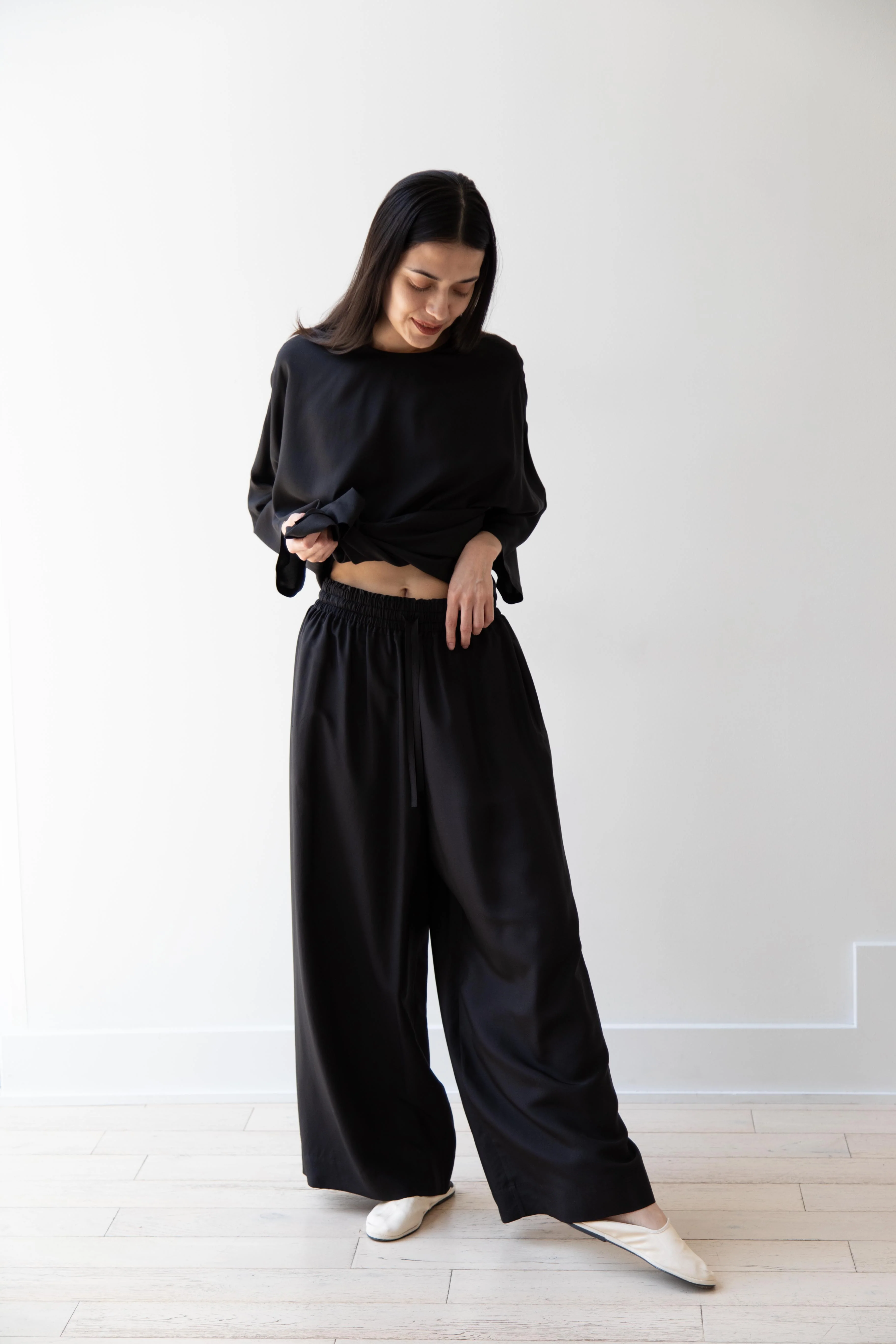 Arts & Science | New Balloon Blouse in Black Silk - Image 32