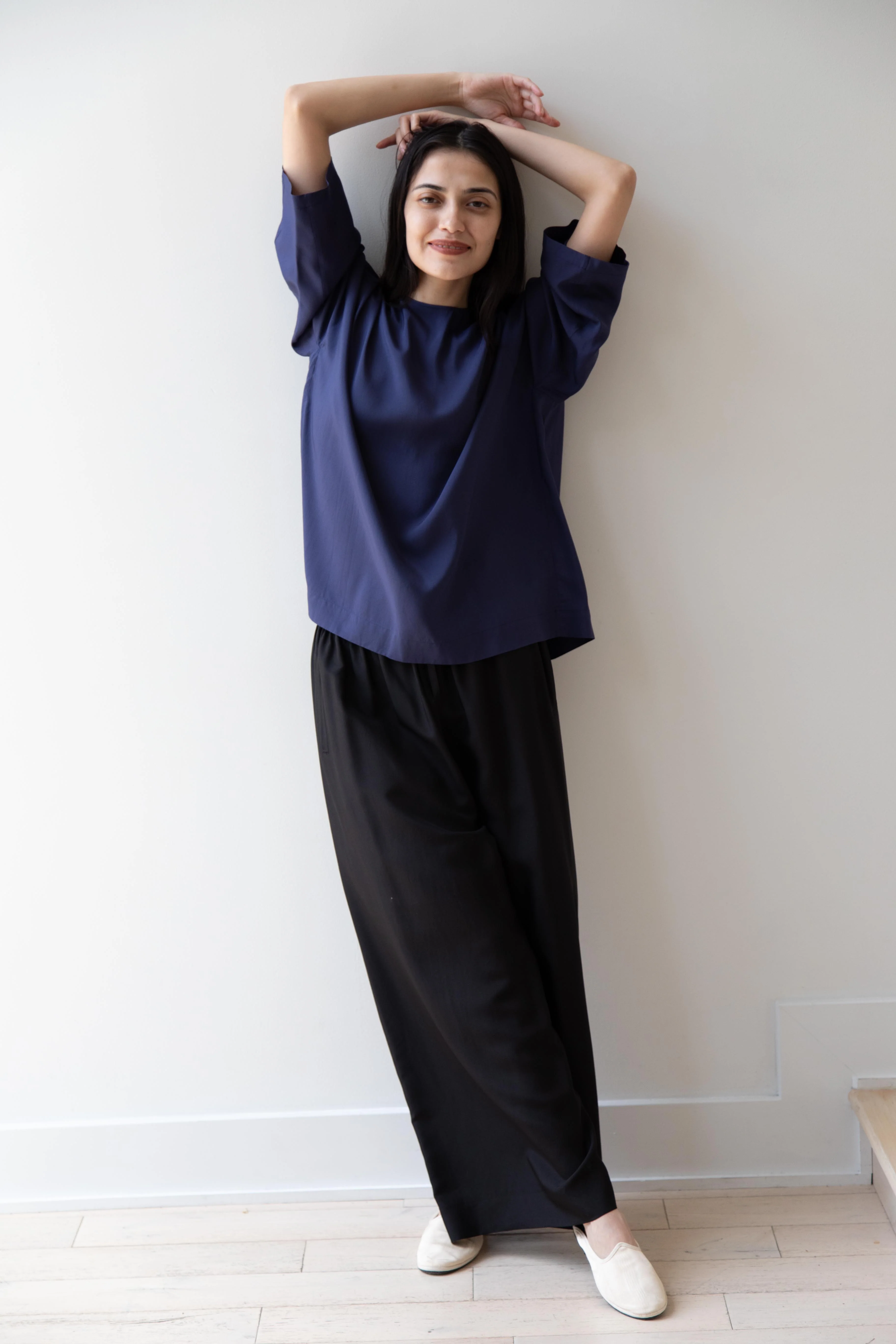 Arts & Science | New Balloon Blouse in Navy Silk - Image 20