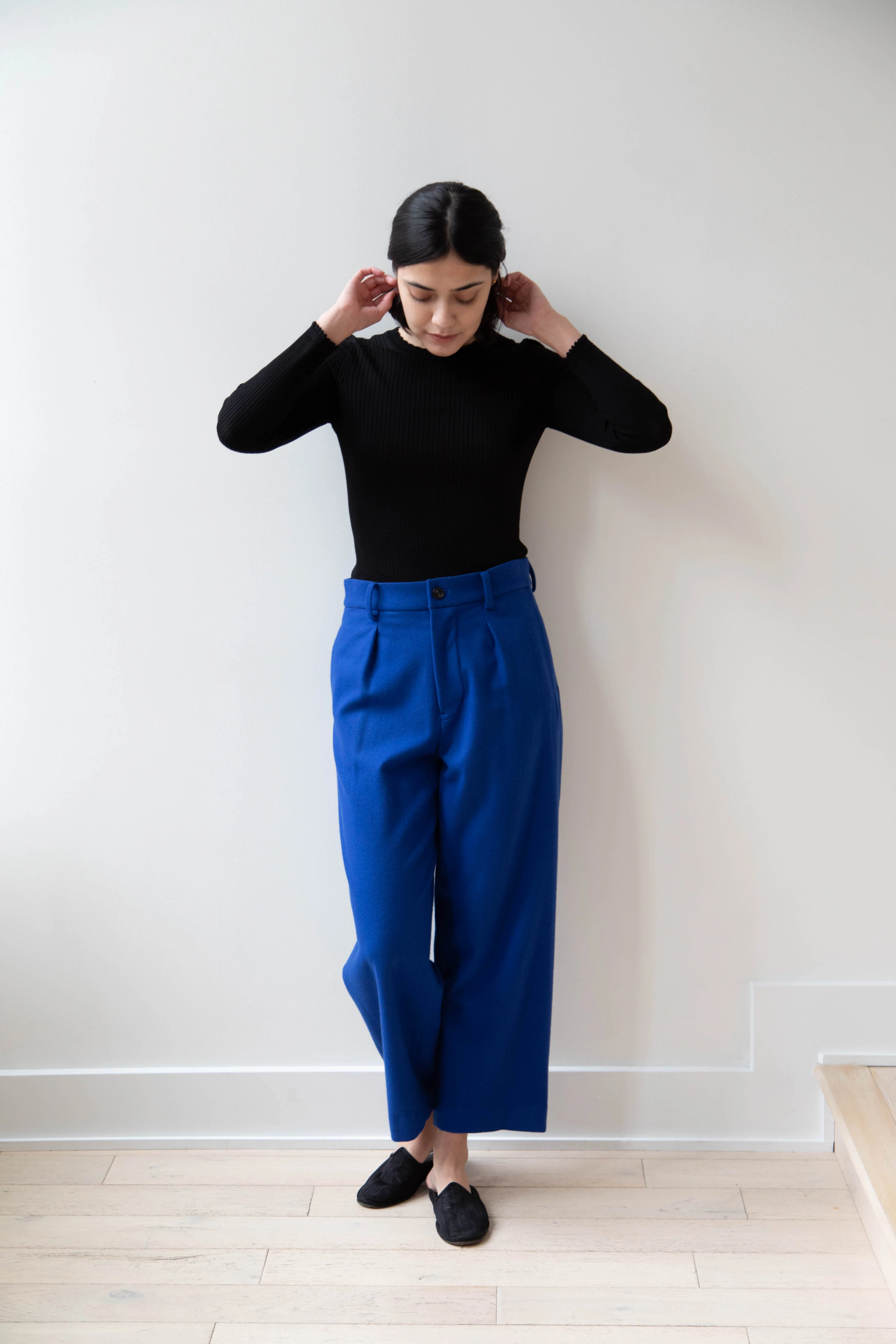 Arts & Science | One Tuck Wide Trousers in Blue - Image 12