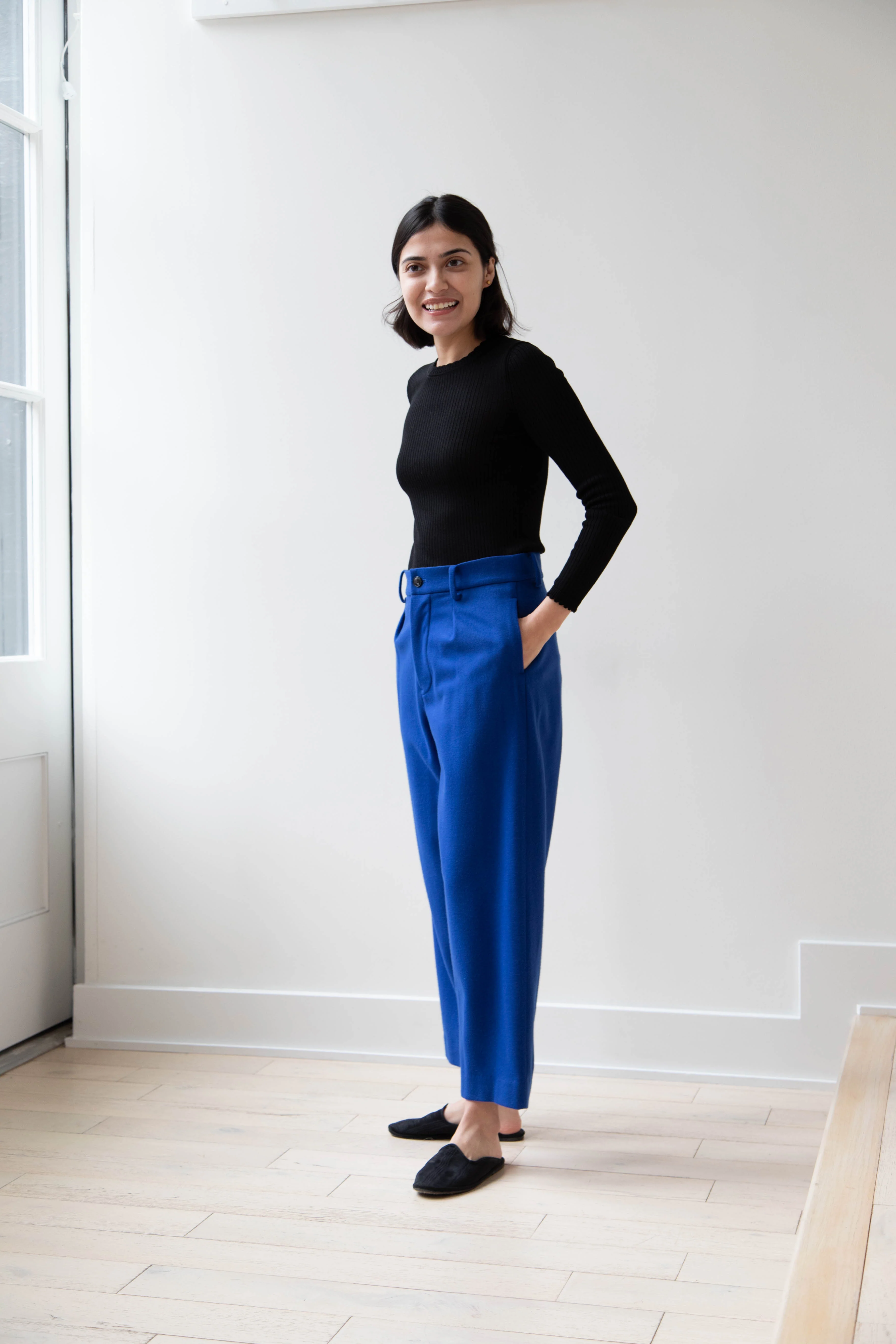 Arts & Science | One Tuck Wide Trousers in Blue - Image 4