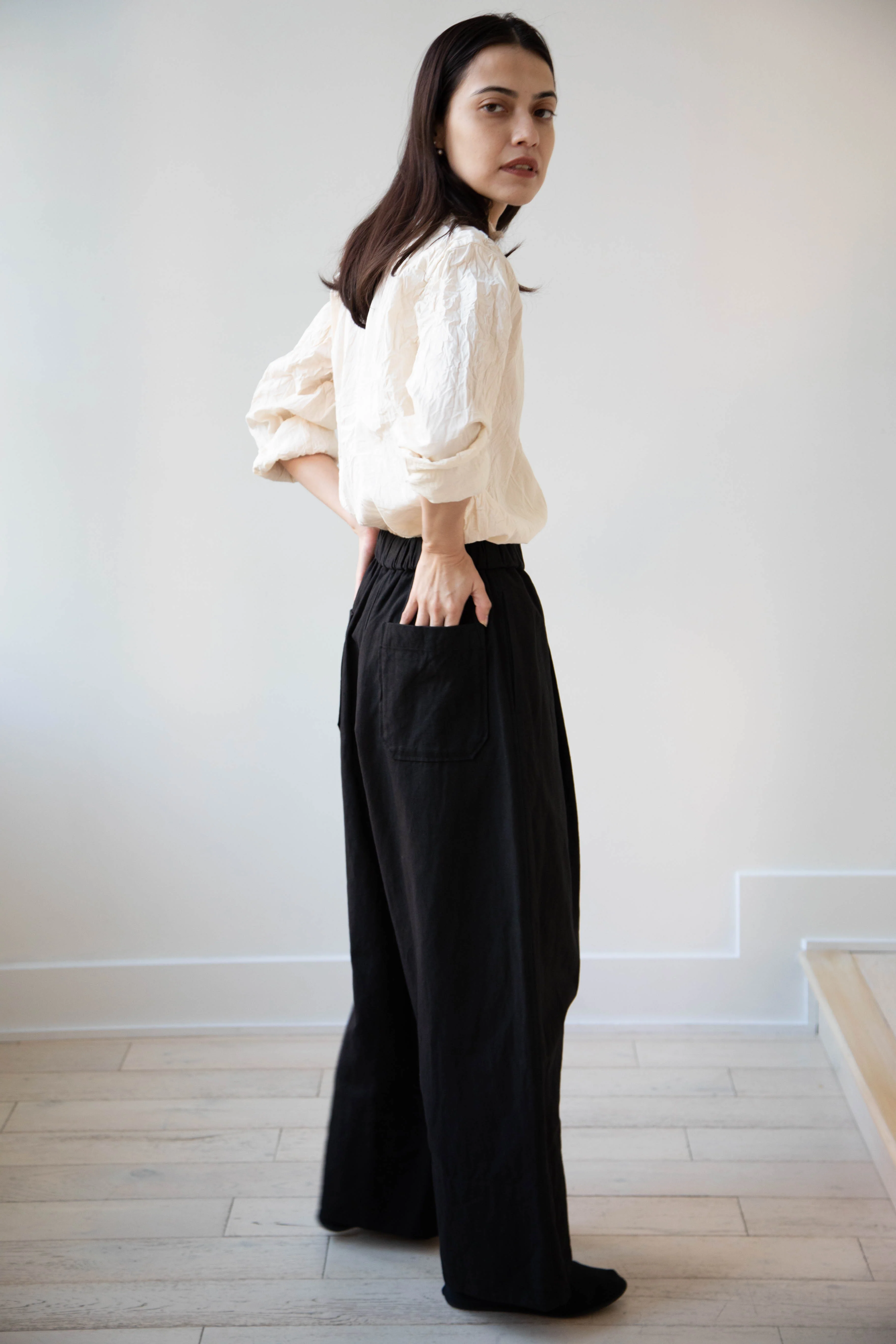 Arts & Science | Pajama Long Trousers in Black Cotton Linen - Image 4