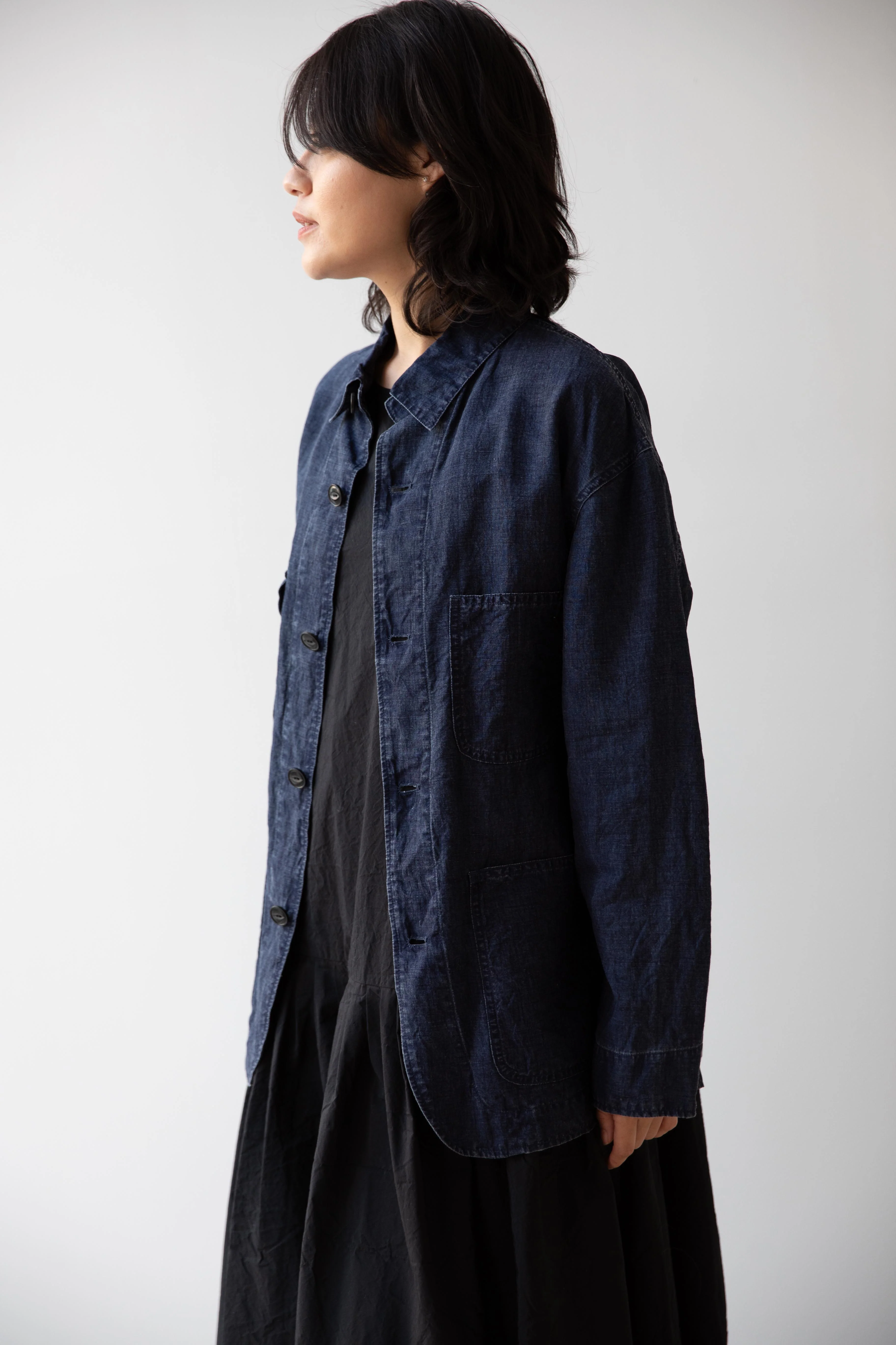 Arts & Science | Relax Coverall Jacket in Washed Navy Linen - Image 15