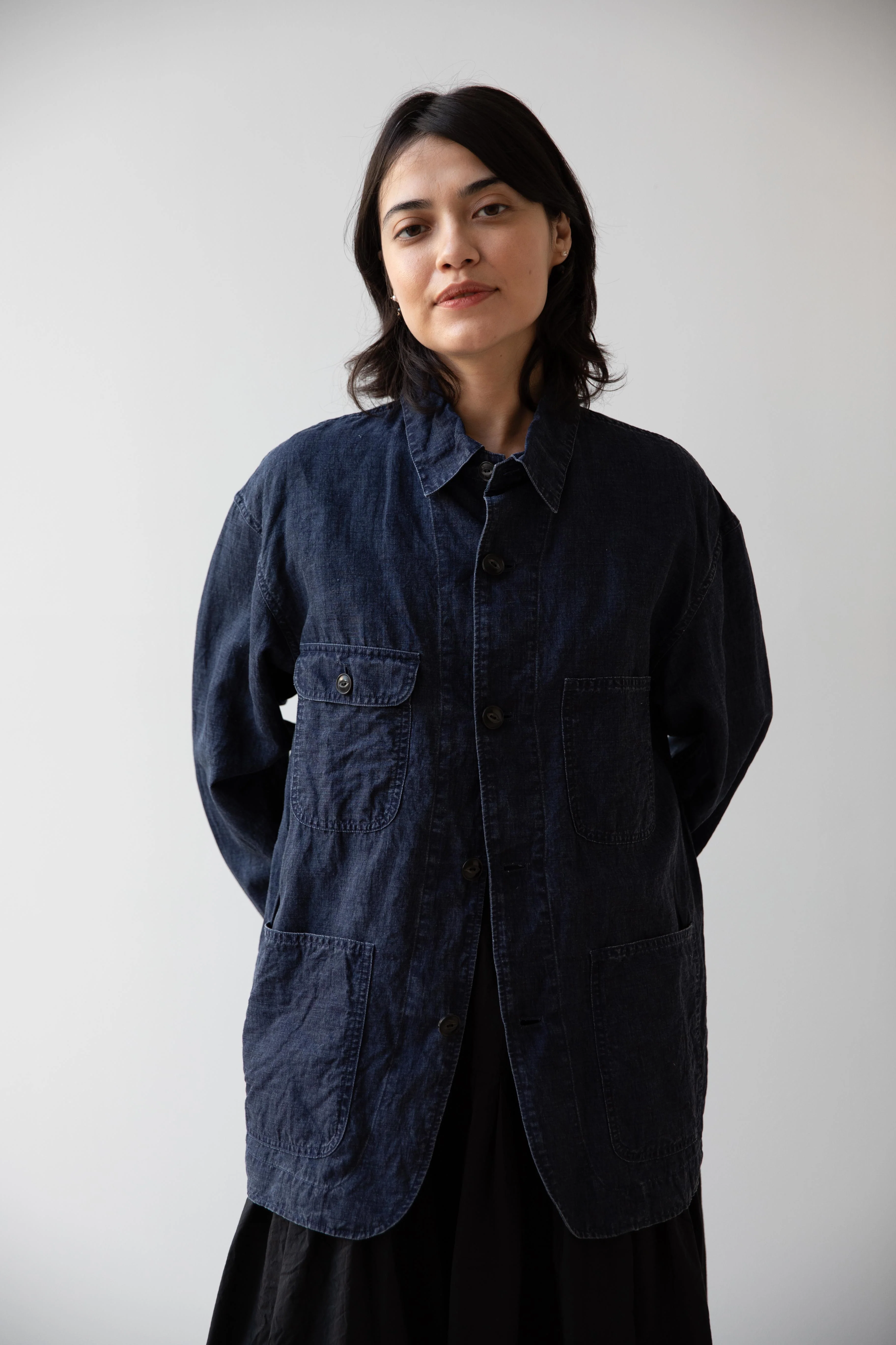 Arts & Science | Relax Coverall Jacket in Washed Navy Linen - Image 22