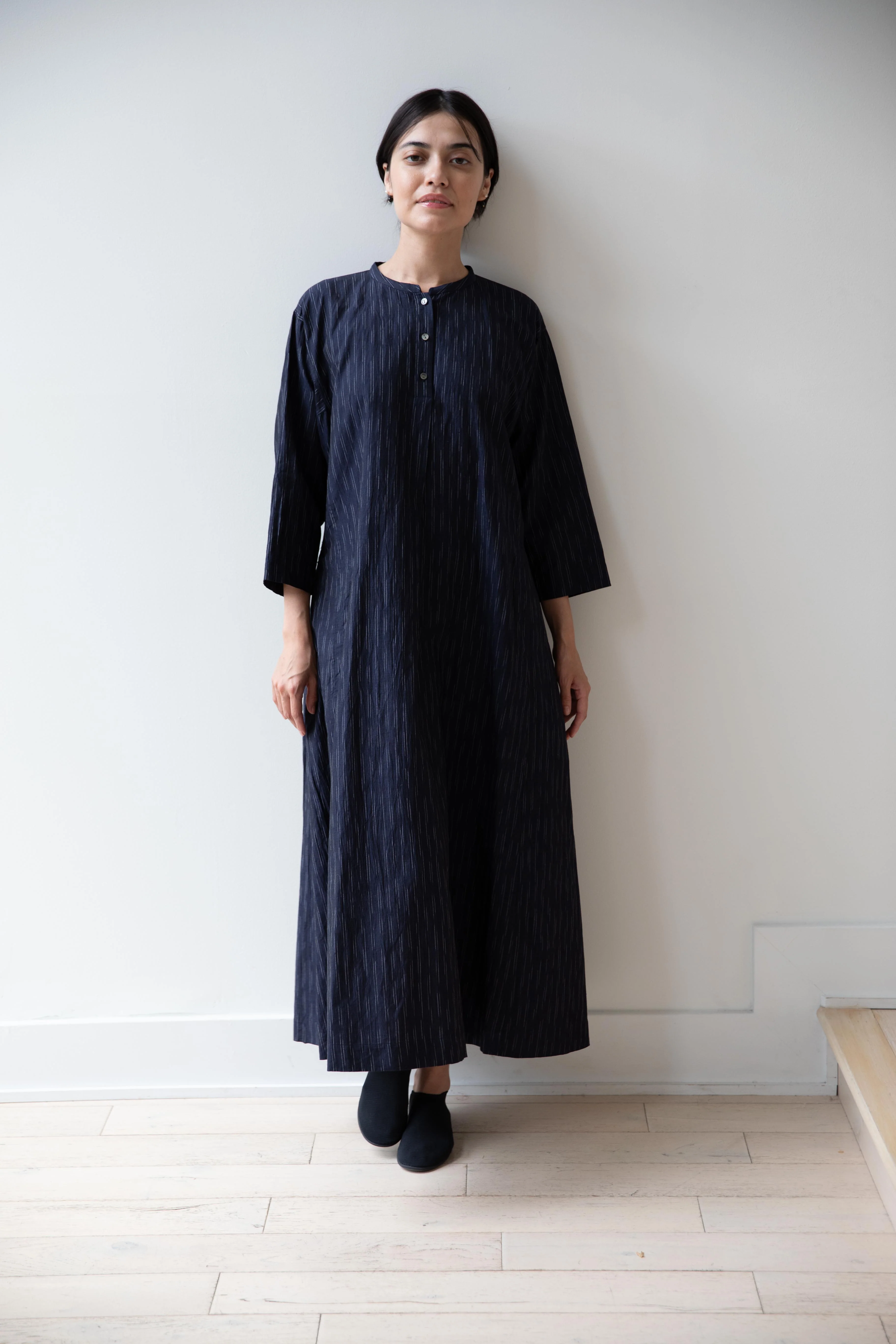 Arts & Science | Side Panel Tuck Long Dress in Kasuri Stripe Washer - Image 19