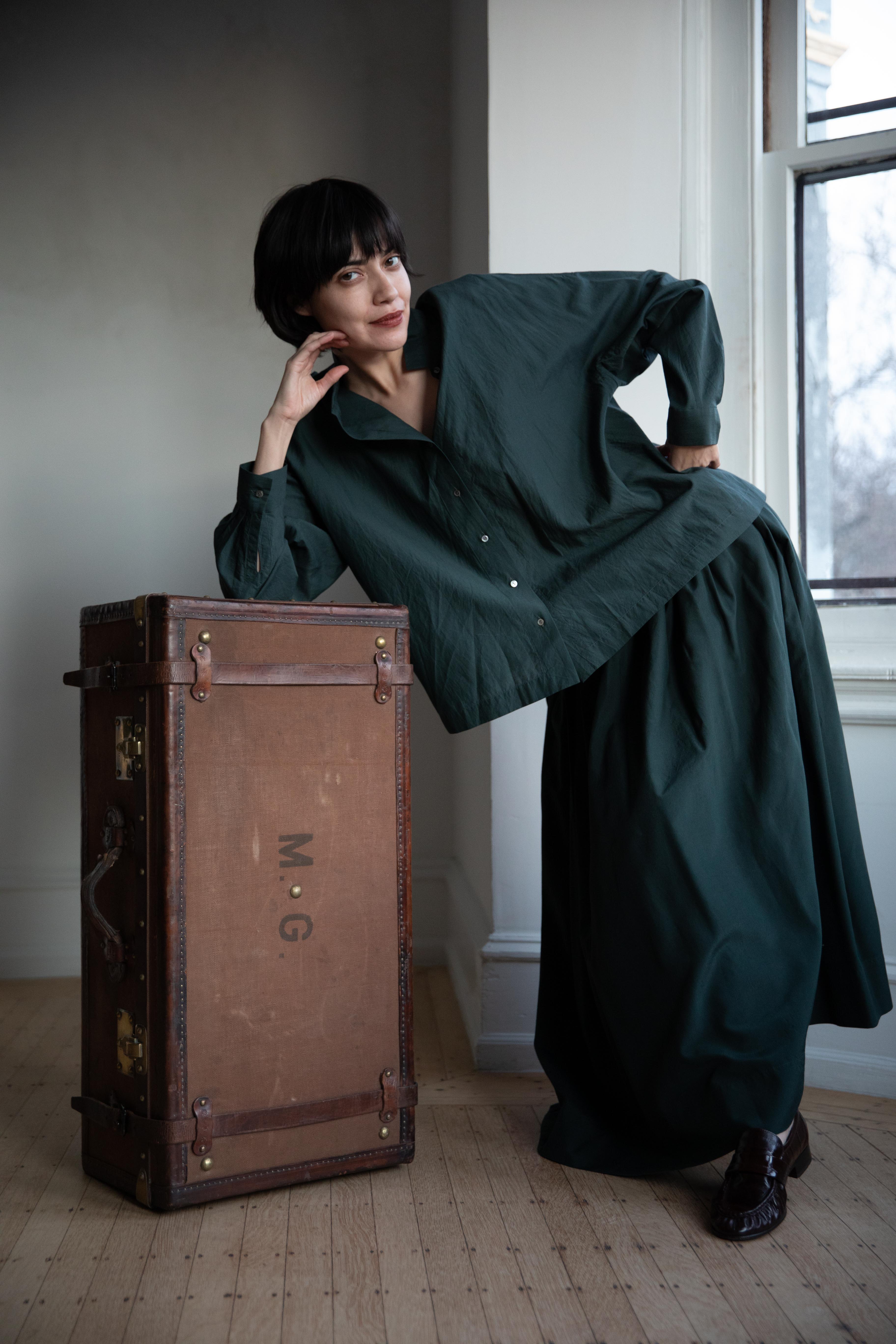 Arts & Science | Side Tuck Gather Skirt in Green - Image 17