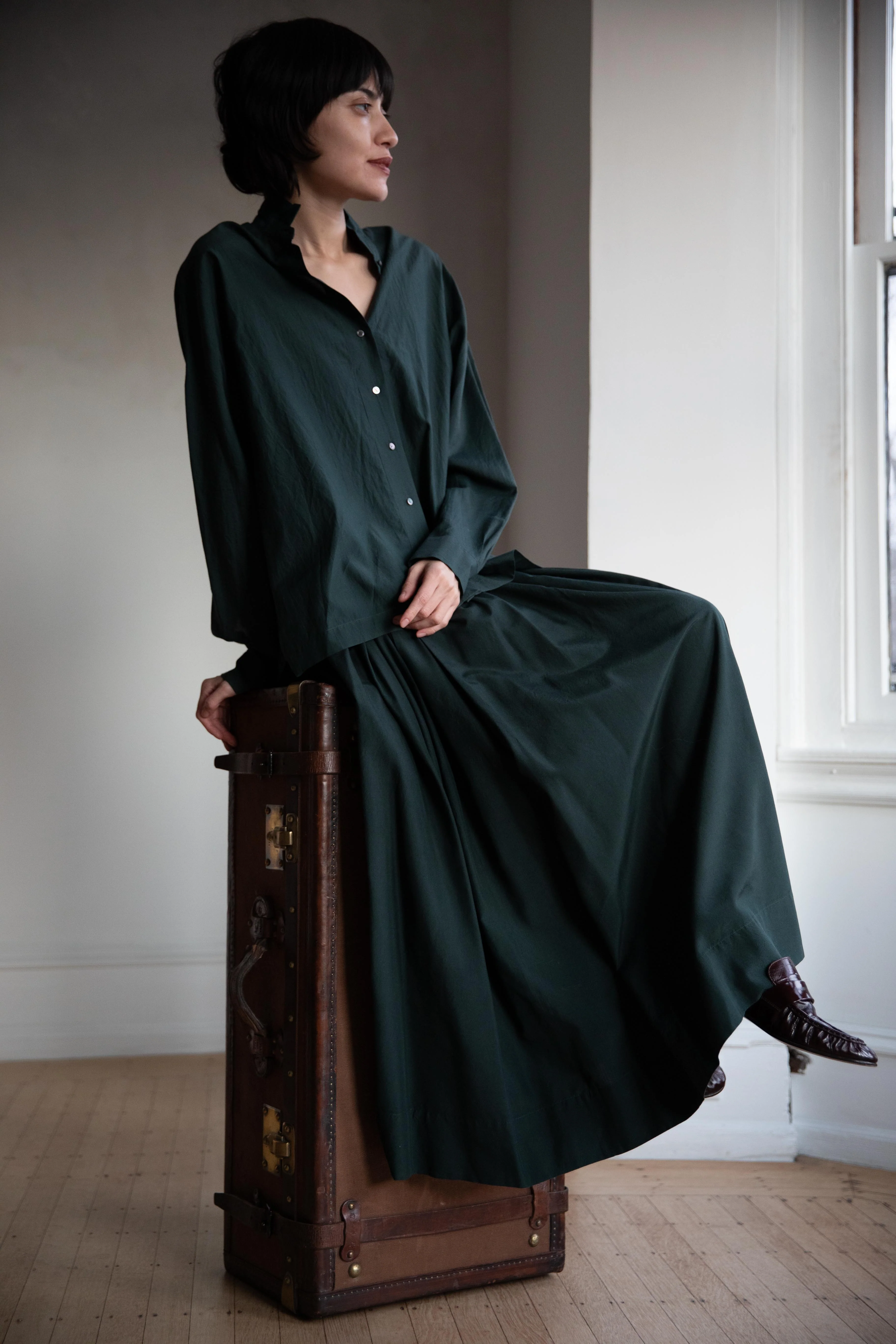 Arts & Science | Side Tuck Gather Skirt in Green - Image 31