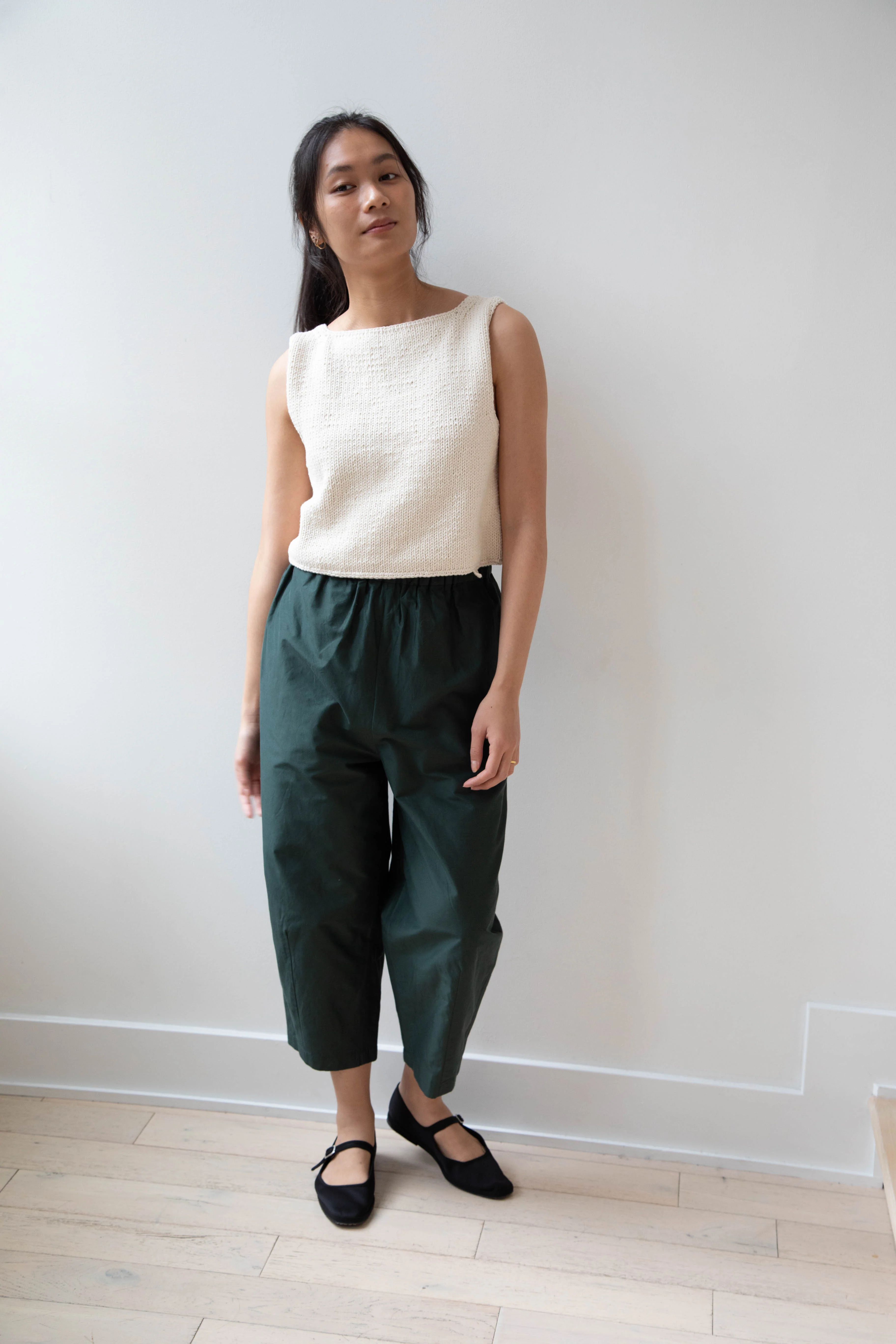 Arts & Science | Silk Cotton Taffeta Hem Dart Easy Pants in Dark Green - Image 17