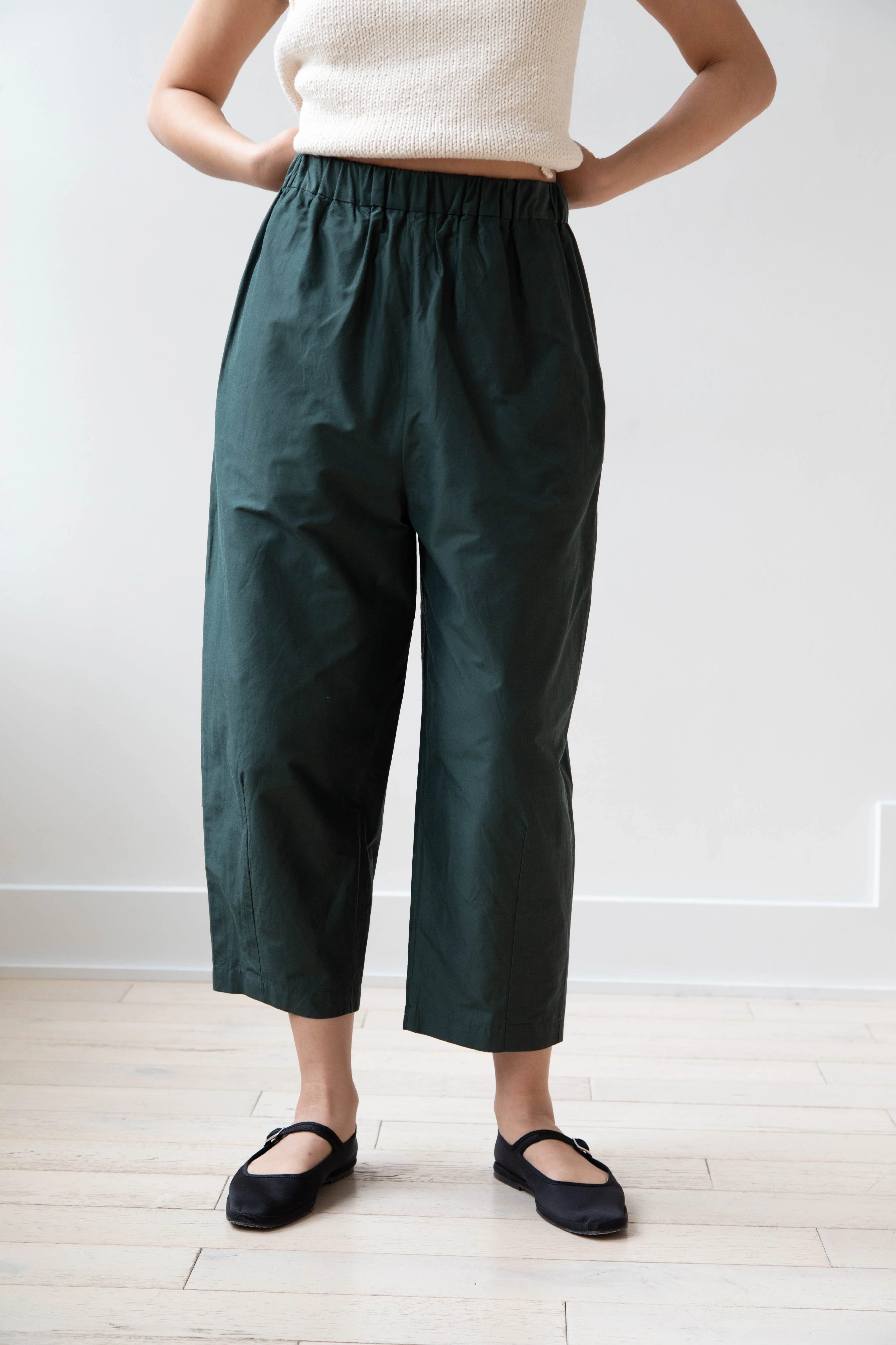 Arts & Science | Silk Cotton Taffeta Hem Dart Easy Pants in Dark Green - Image 7