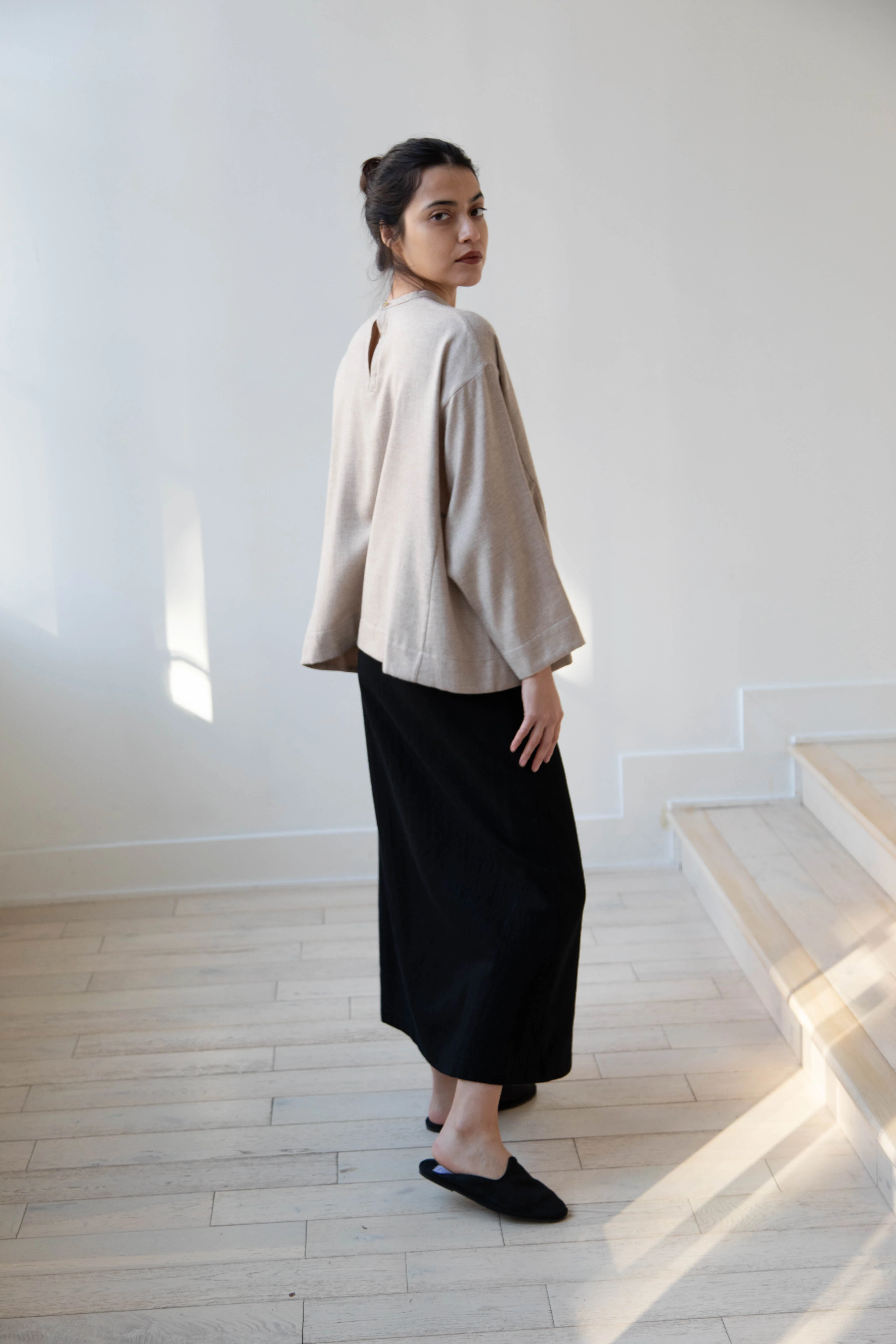 Arts & Science Tent Top in Taupe Cashmere Silk - Image 30