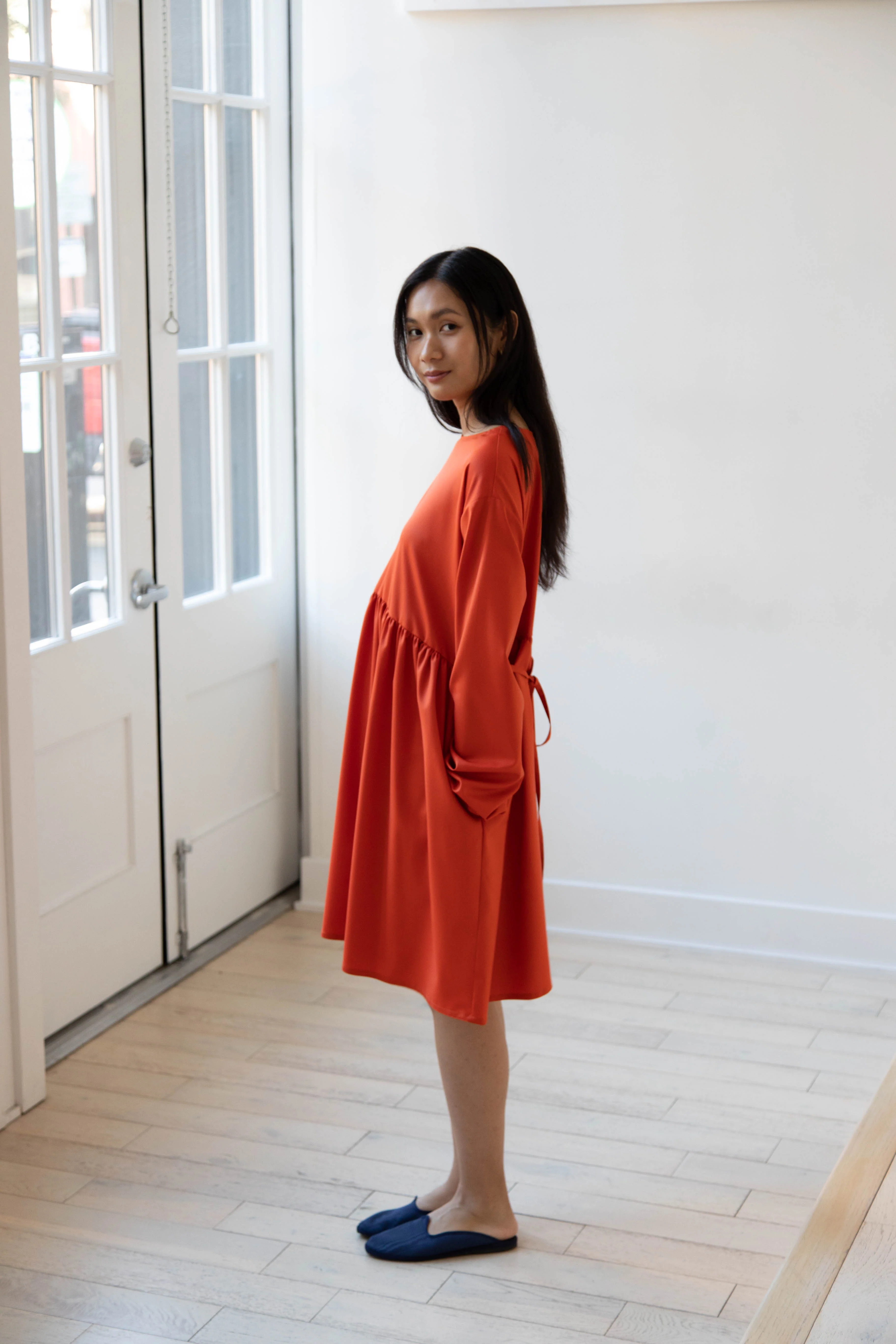 Asciari | Aquamarine Dress in Orange Tropical Wool - Image 12