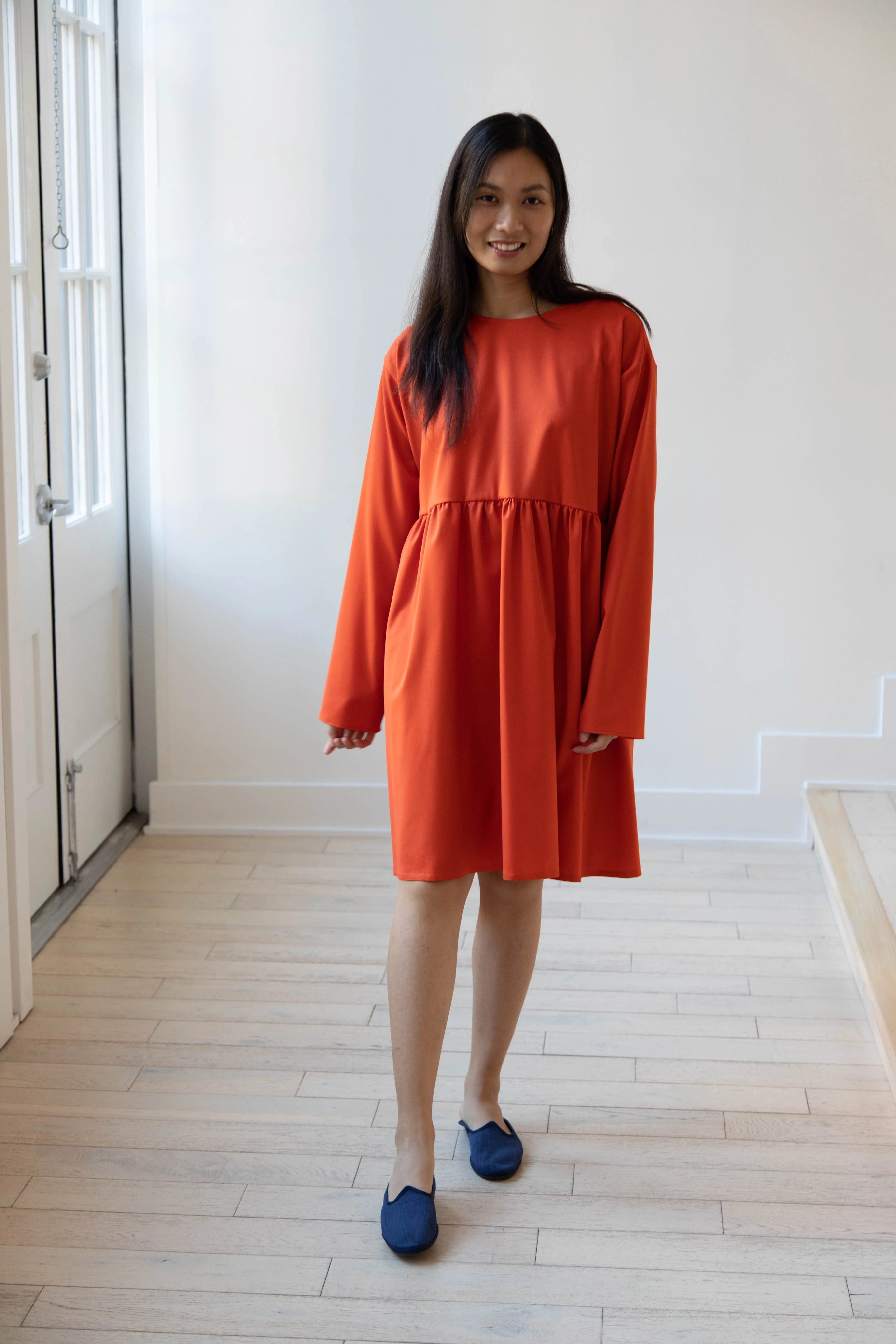 Asciari | Aquamarine Dress in Orange Tropical Wool - Image 3