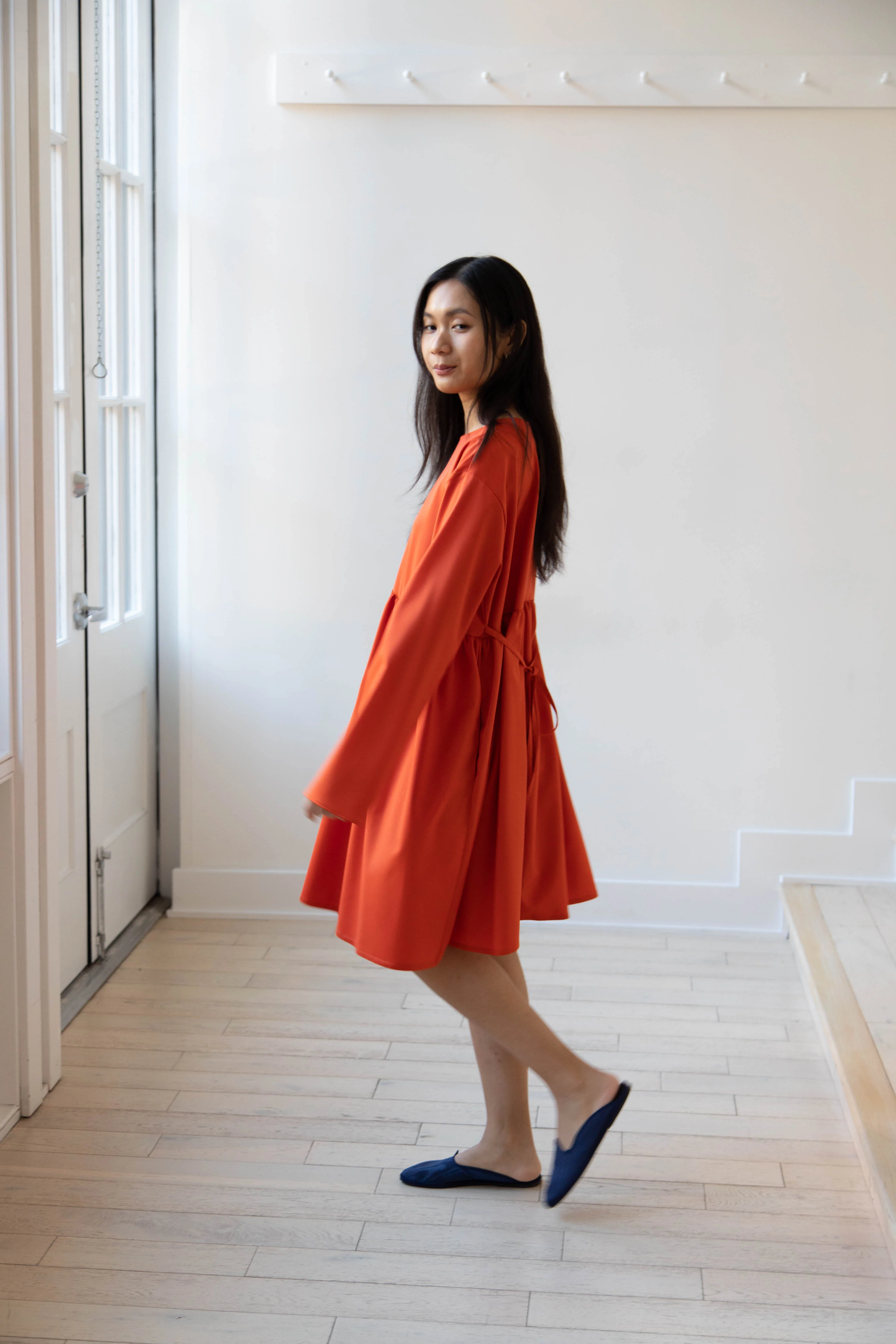 Asciari | Aquamarine Dress in Orange Tropical Wool - Image 4