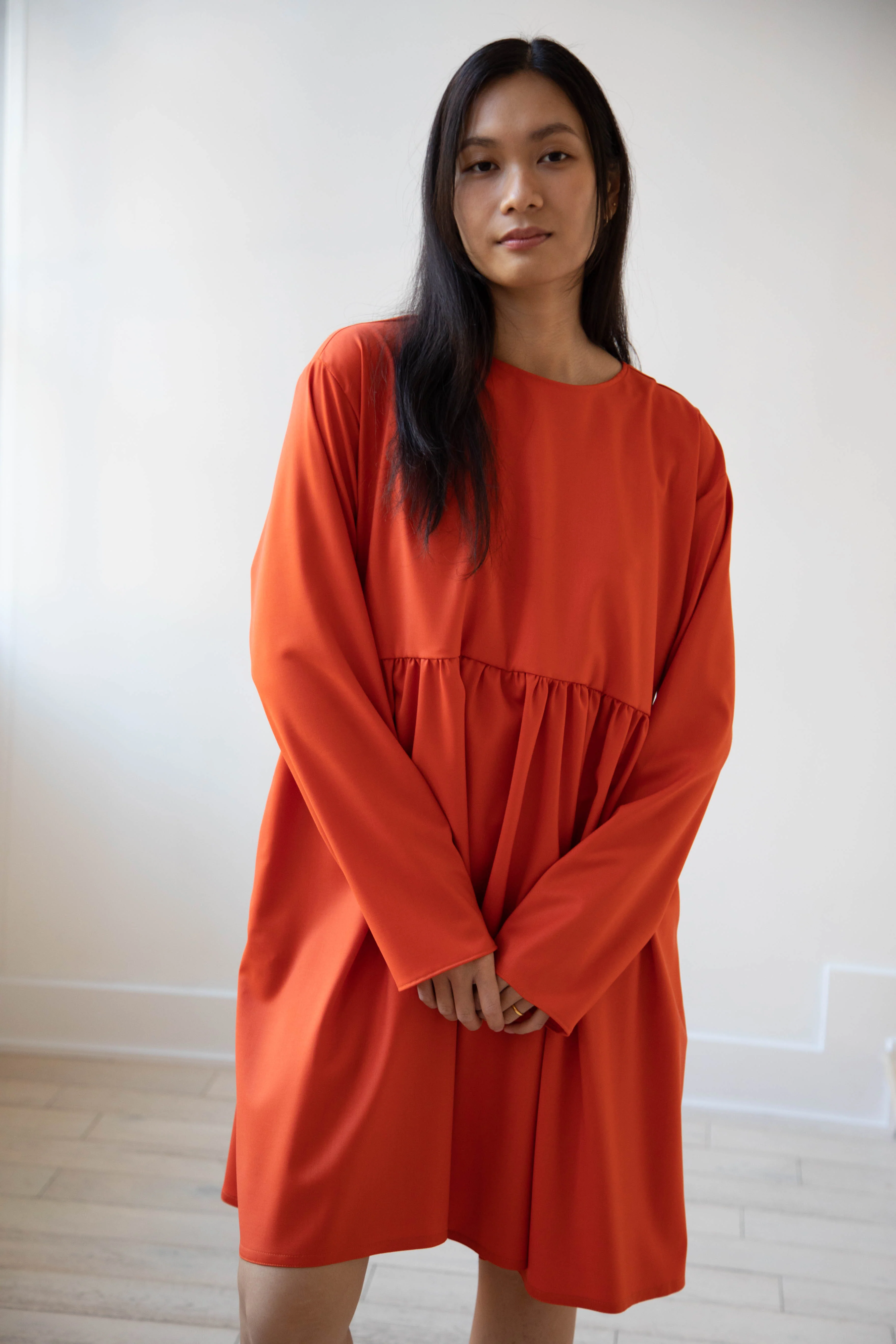 Asciari | Aquamarine Dress in Orange Tropical Wool - Image 7