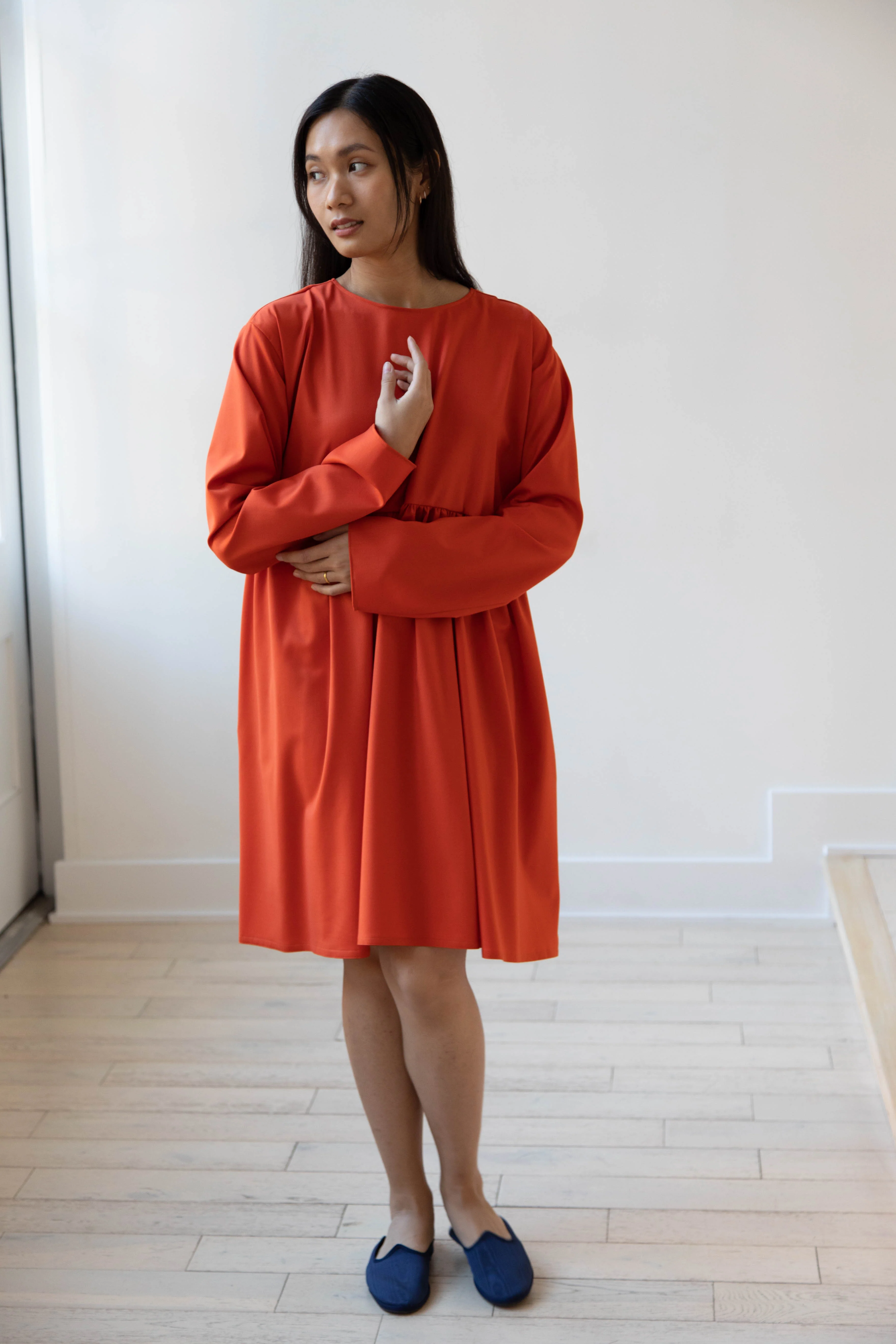 Asciari | Aquamarine Dress in Orange Tropical Wool - Image 8