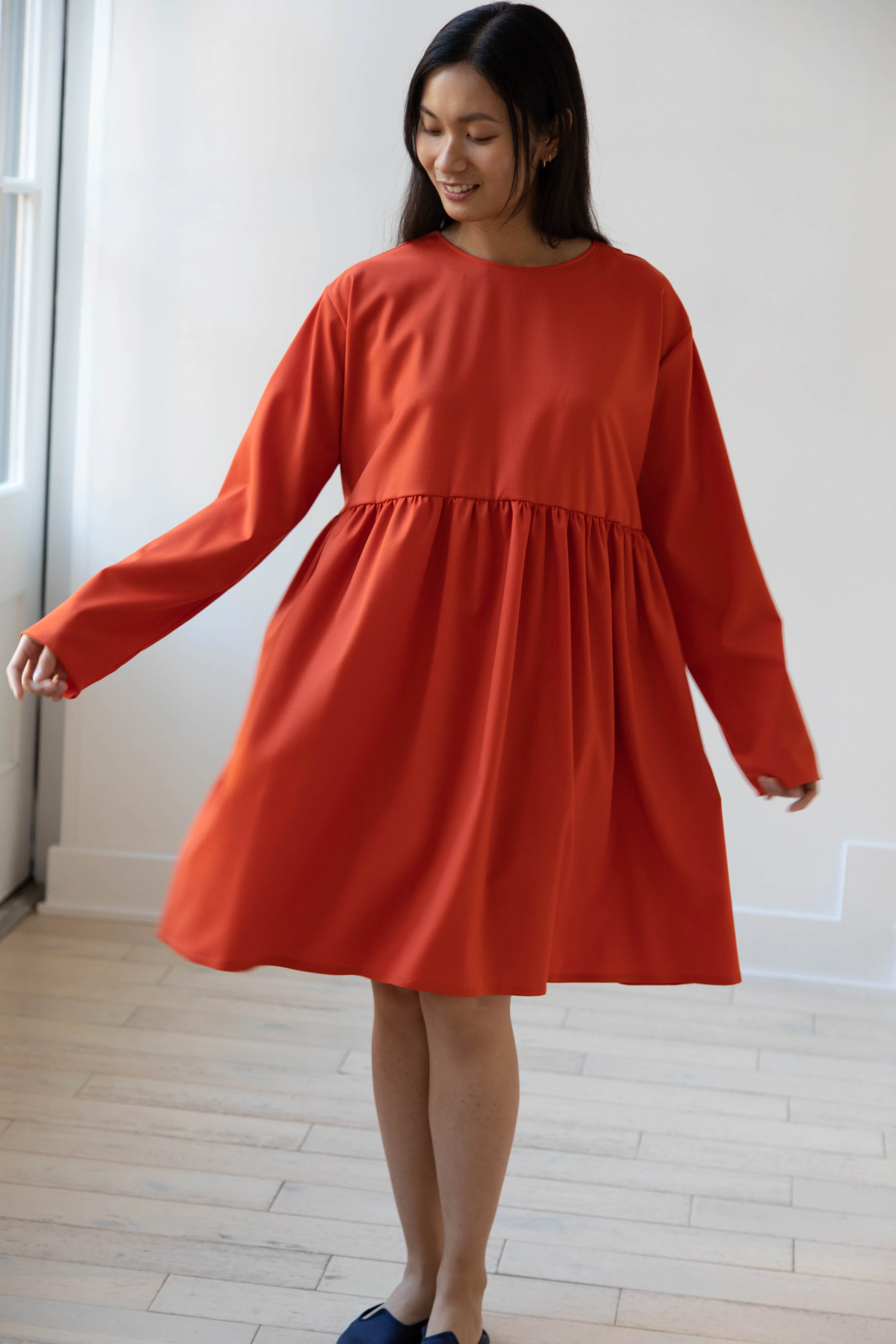 Asciari | Aquamarine Dress in Orange Tropical Wool - Image 9