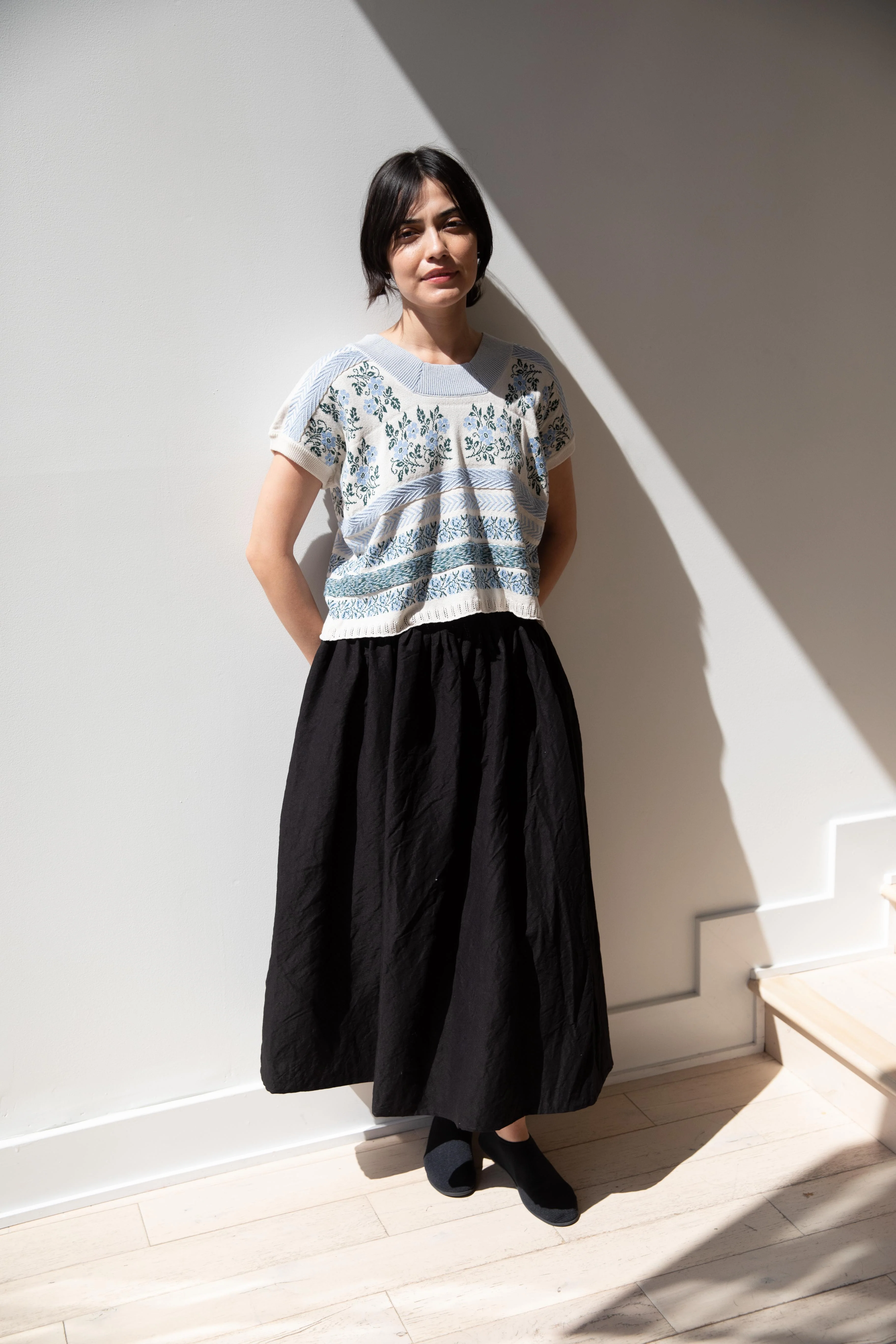 Aseedonclöud | Flower Jacquard Knit Blouse - Image 11