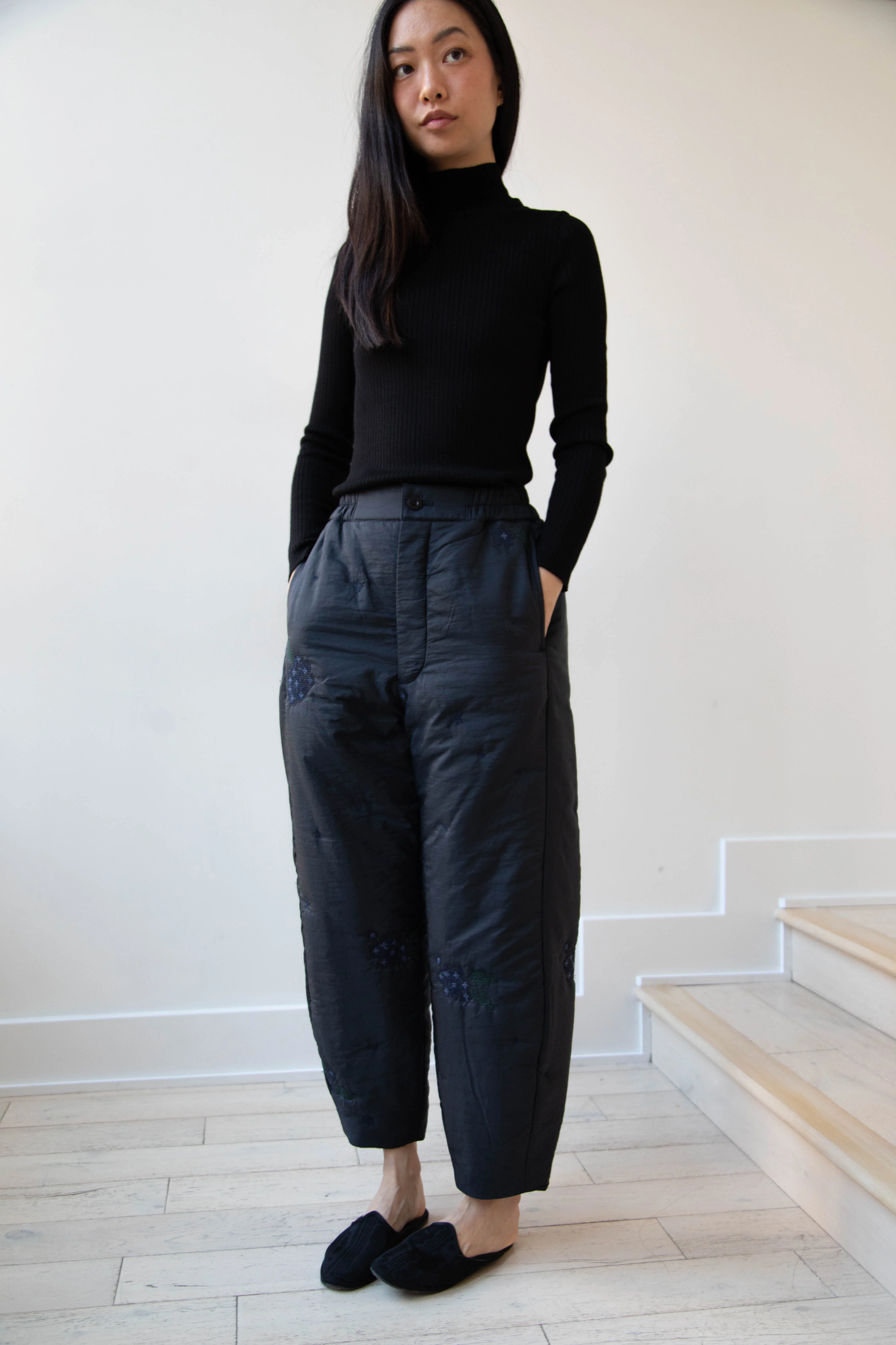 Aseedonclöud | Fog Collector's Embroidered Pants in Navy - Image 30