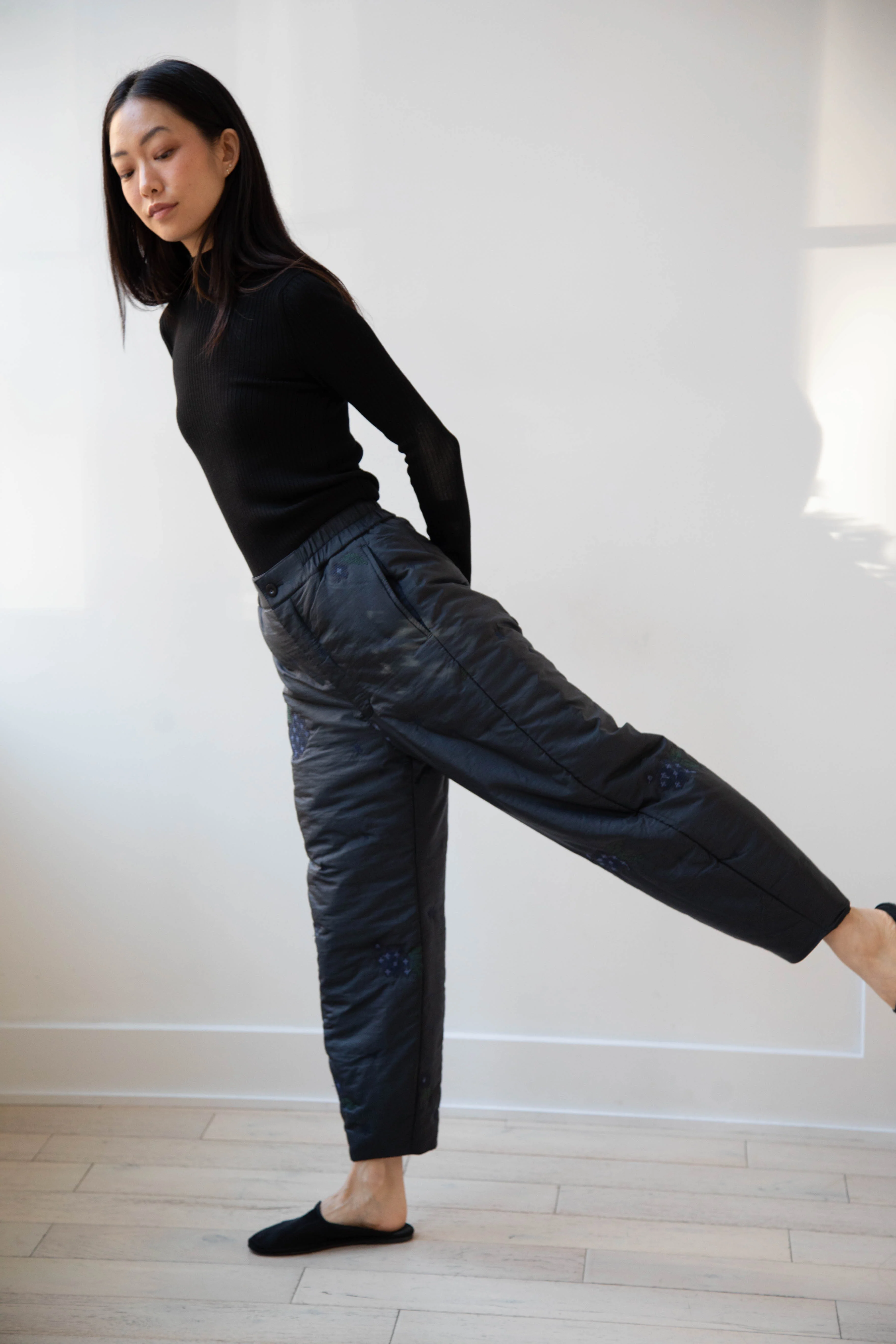 Aseedonclöud | Fog Collector's Embroidered Pants in Navy - Image 4