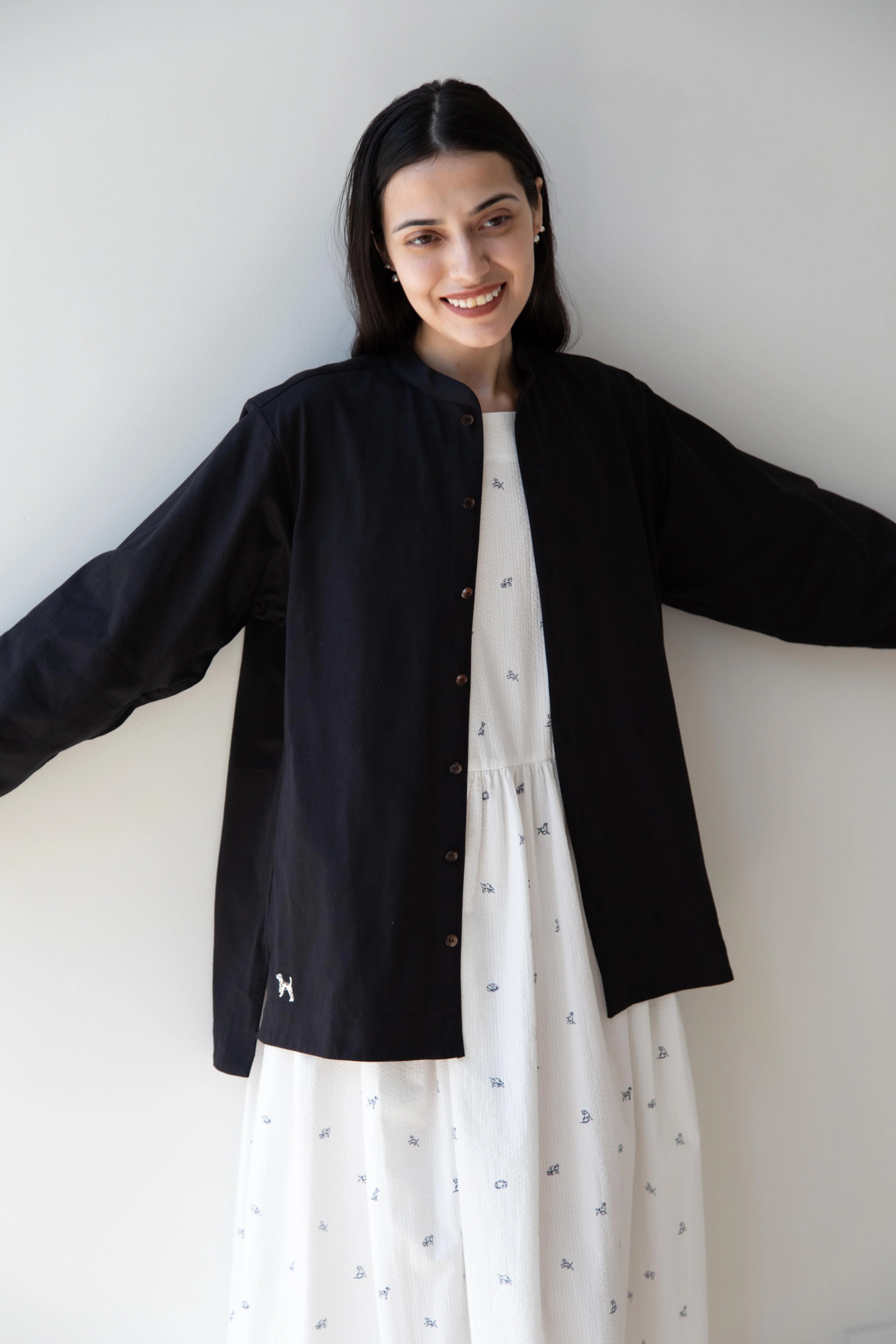Aseedonclöud | Gardner Shirt Jacket in Black with a Dog - Image 7