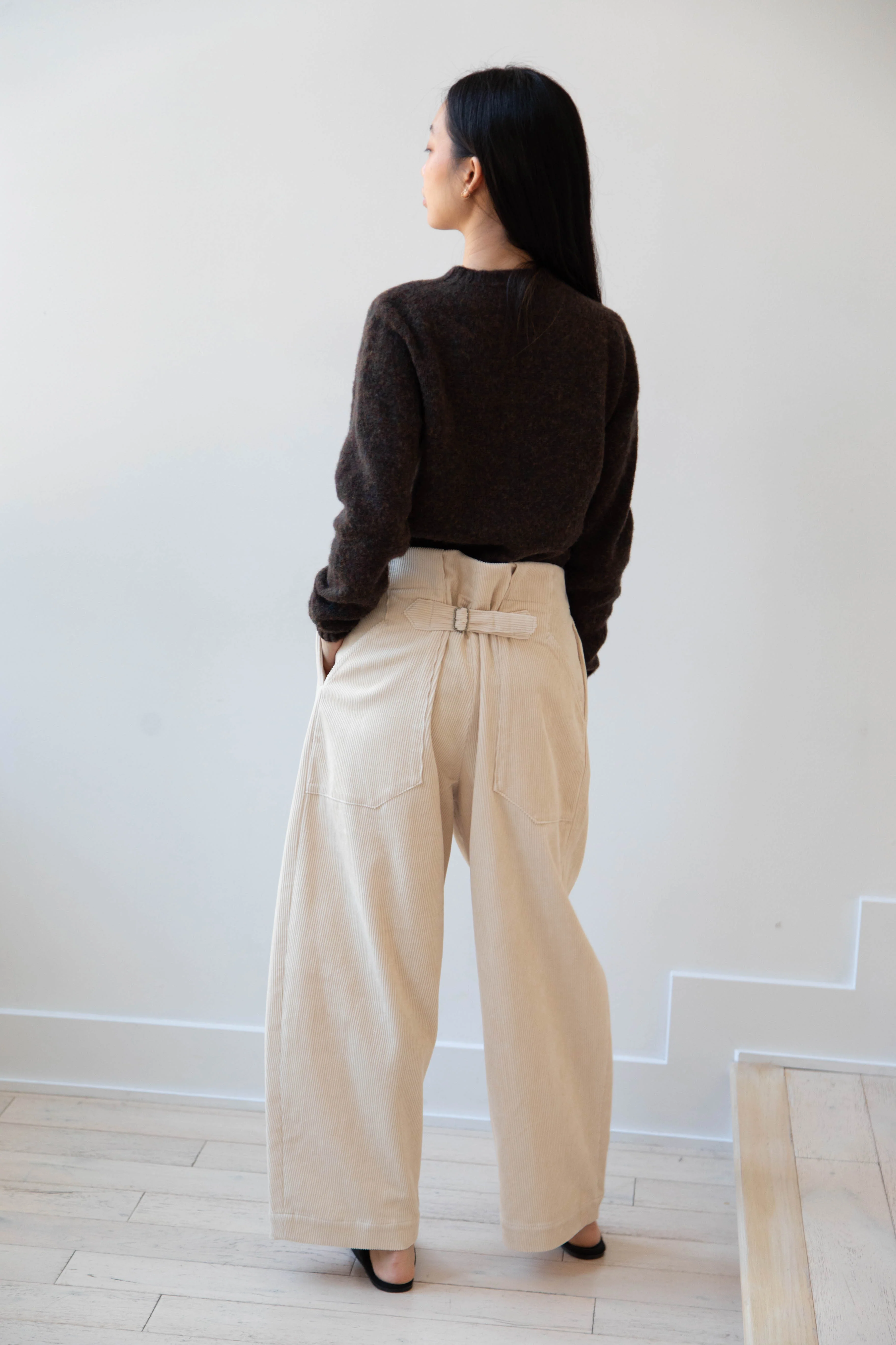 Aseedonclöud | HW Wide Corduroy Trousers in Off White - Image 10