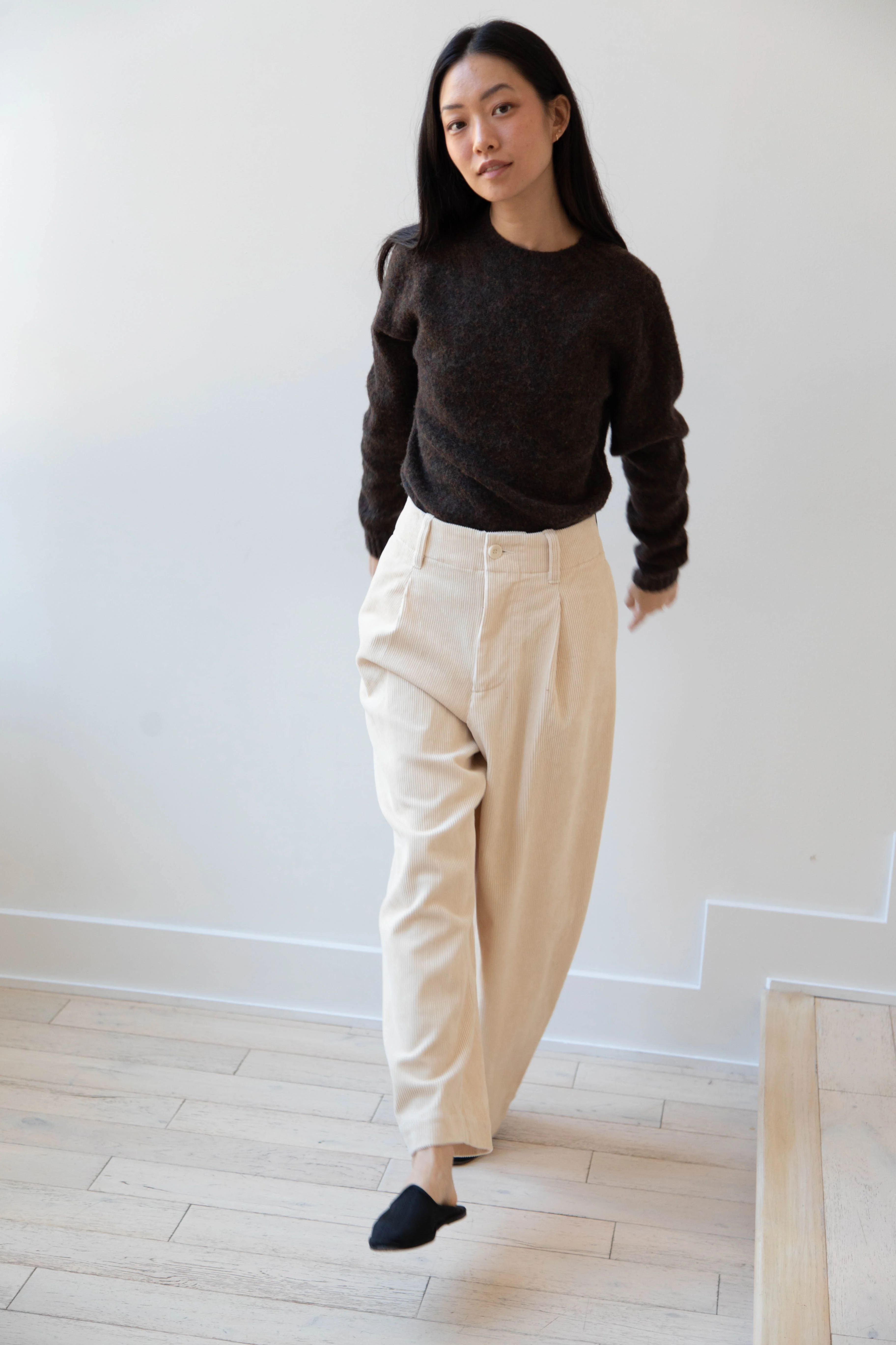 Aseedonclöud | HW Wide Corduroy Trousers in Off White - Image 15