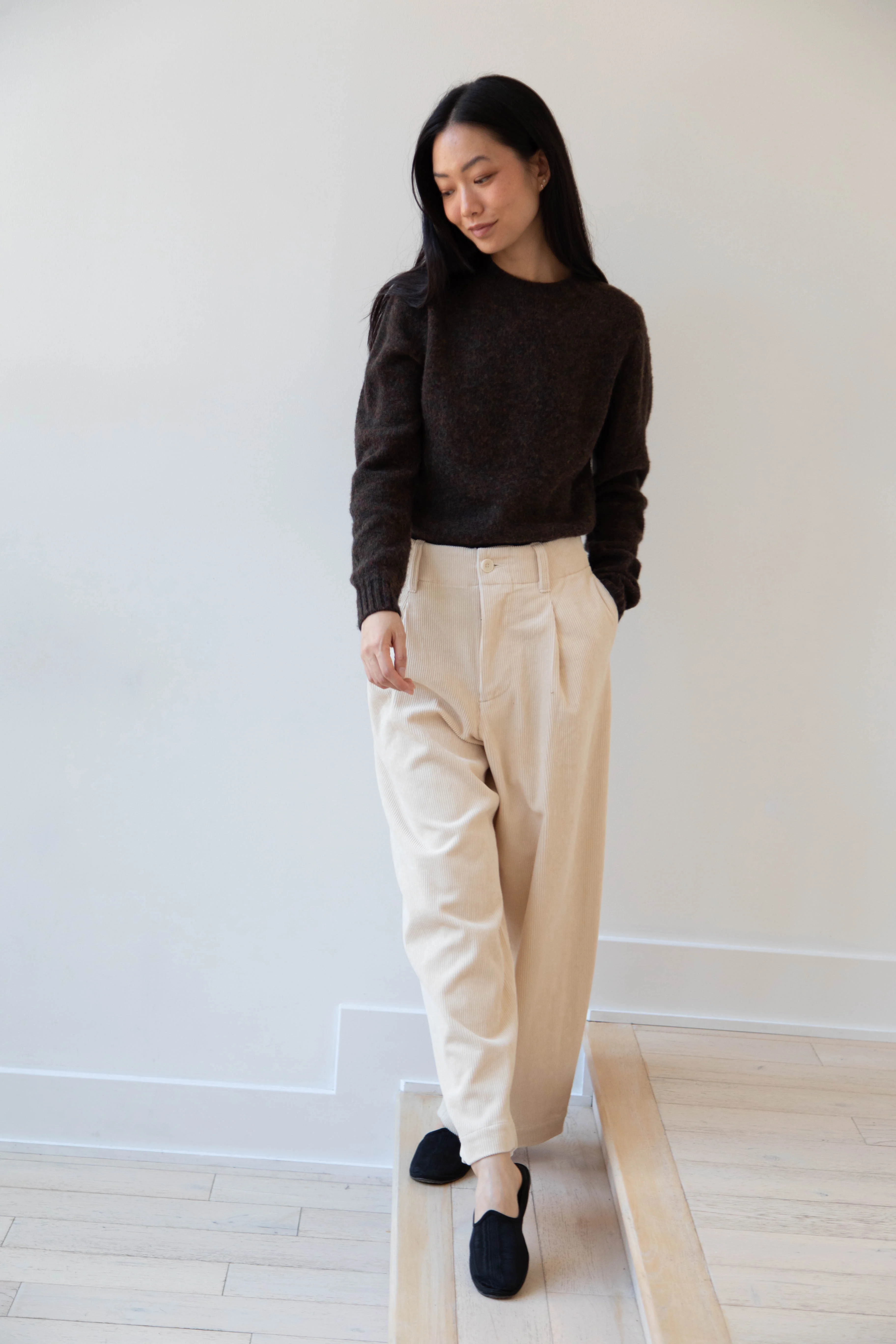 Aseedonclöud | HW Wide Corduroy Trousers in Off White - Image 16