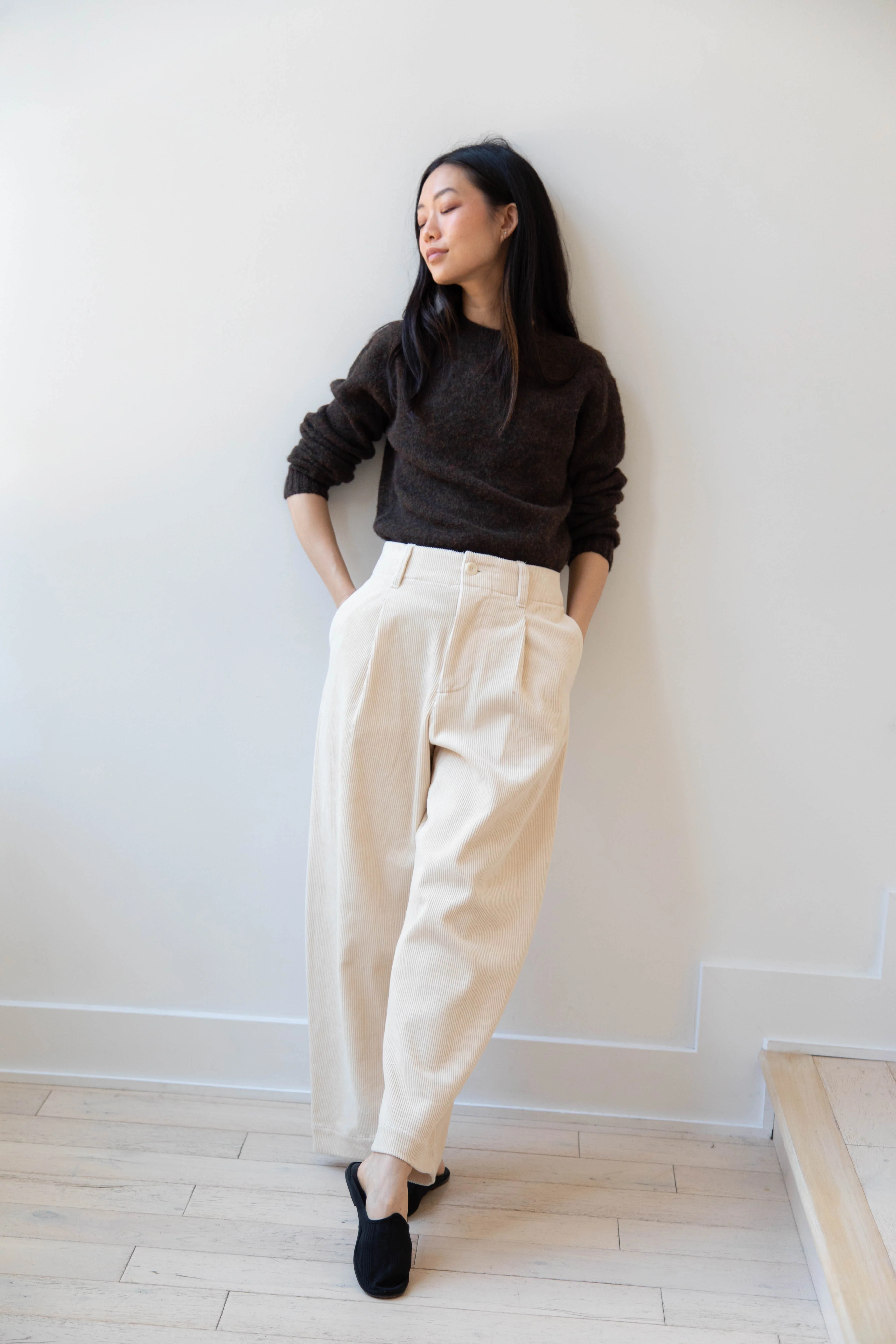 Aseedonclöud | HW Wide Corduroy Trousers in Off White - Image 25