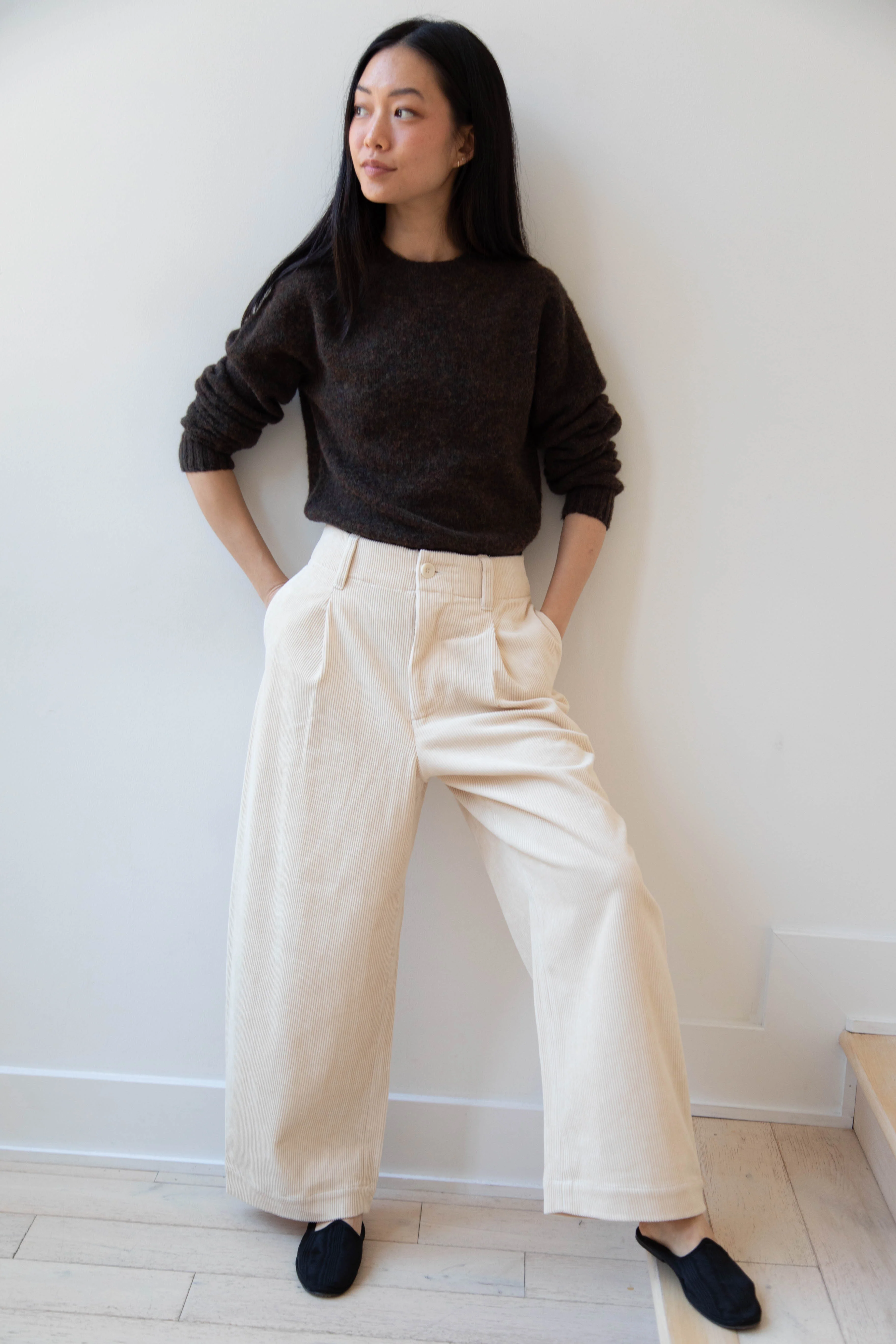 Aseedonclöud | HW Wide Corduroy Trousers in Off White - Image 31