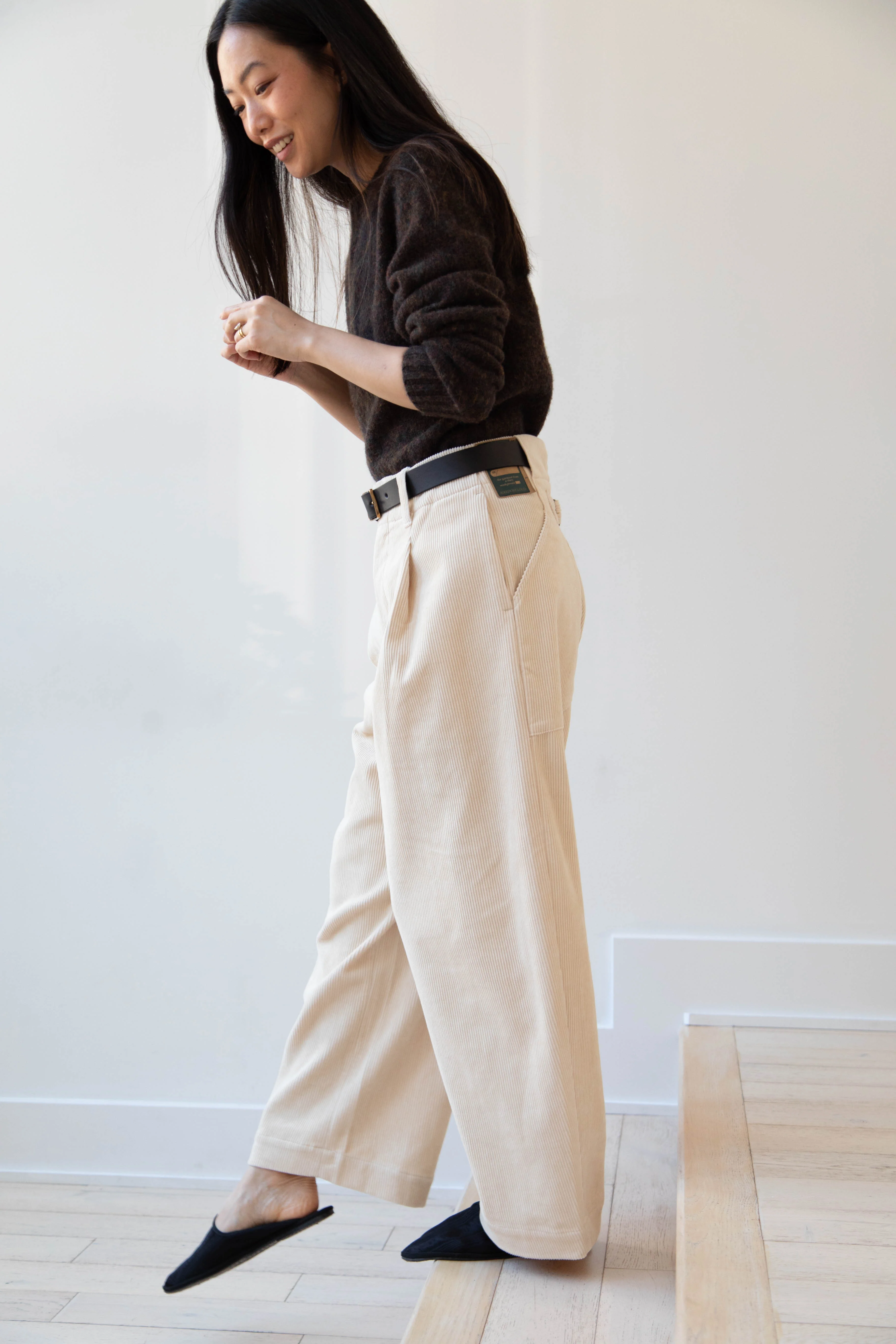 Aseedonclöud | HW Wide Corduroy Trousers in Off White - Image 51