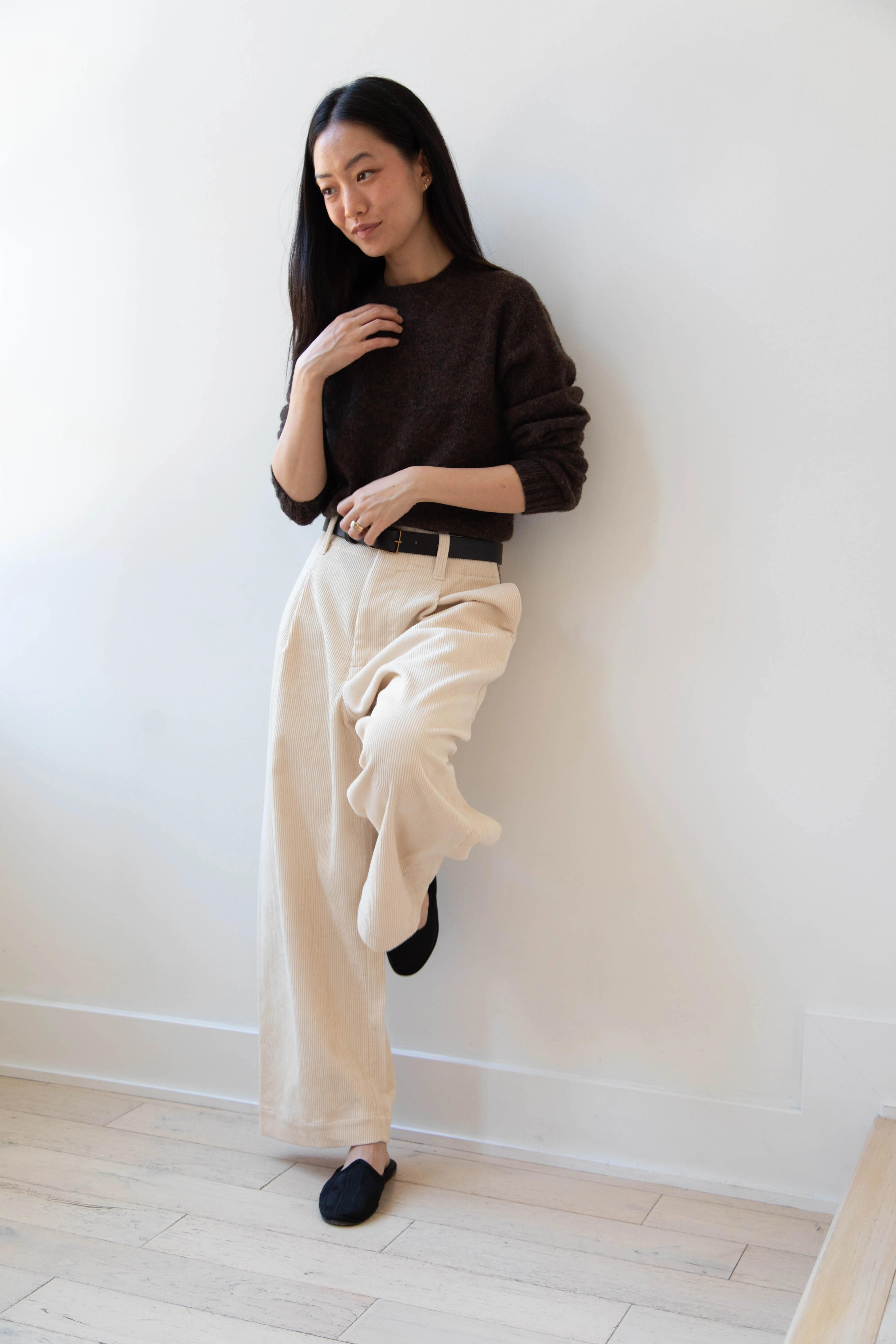 Aseedonclöud | HW Wide Corduroy Trousers in Off White - Image 70