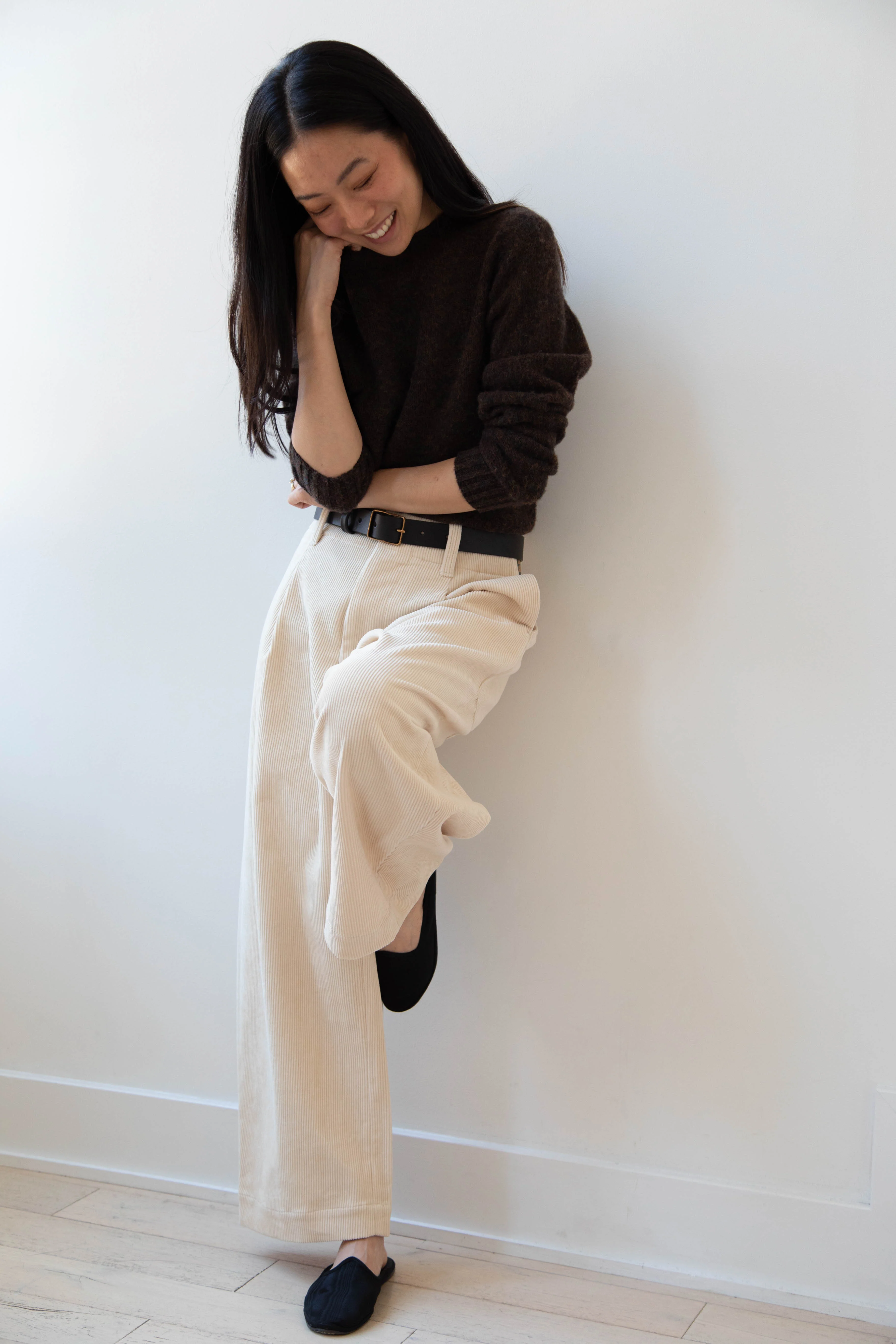 Aseedonclöud | HW Wide Corduroy Trousers in Off White - Image 71