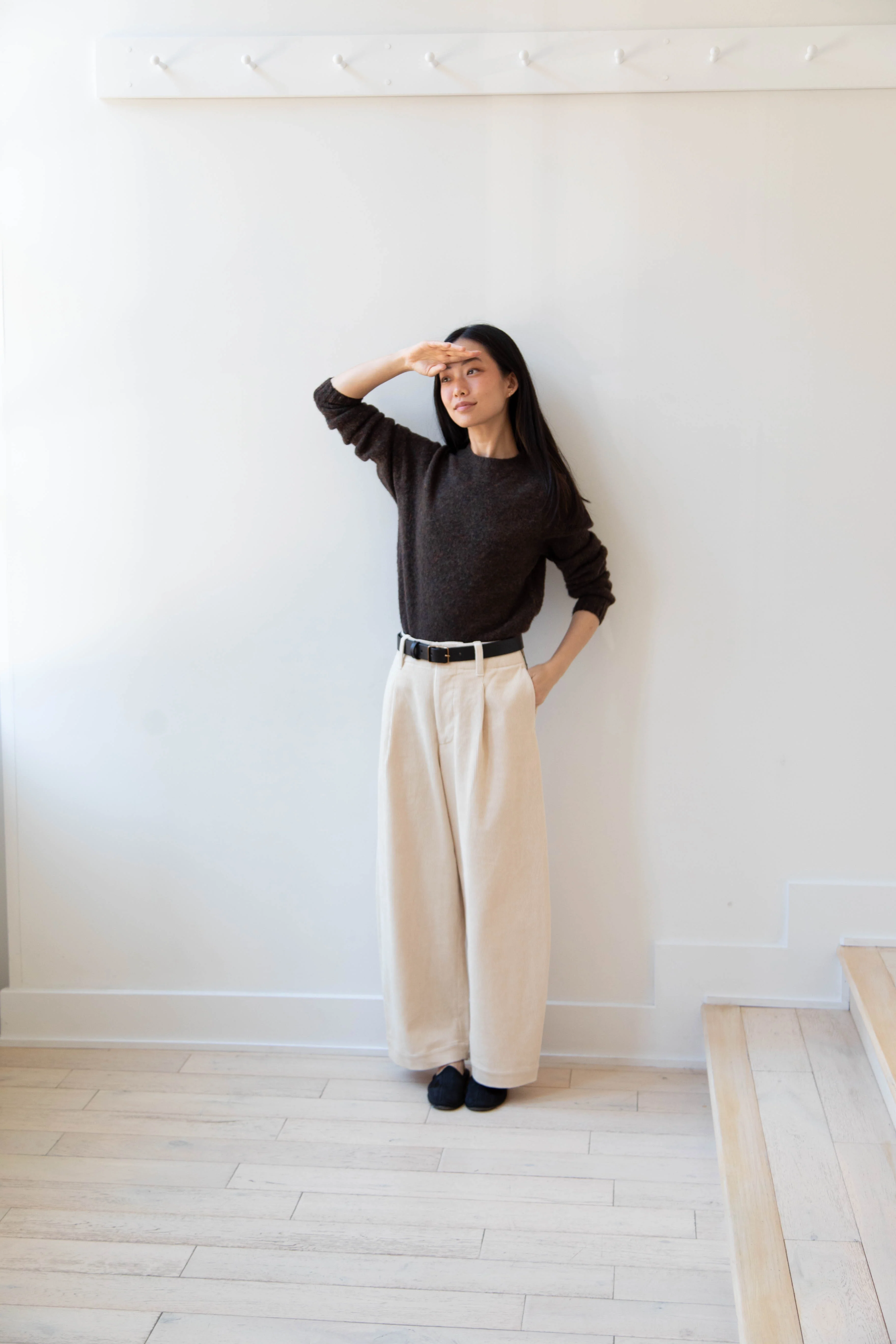Aseedonclöud | HW Wide Corduroy Trousers in Off White - Image 76