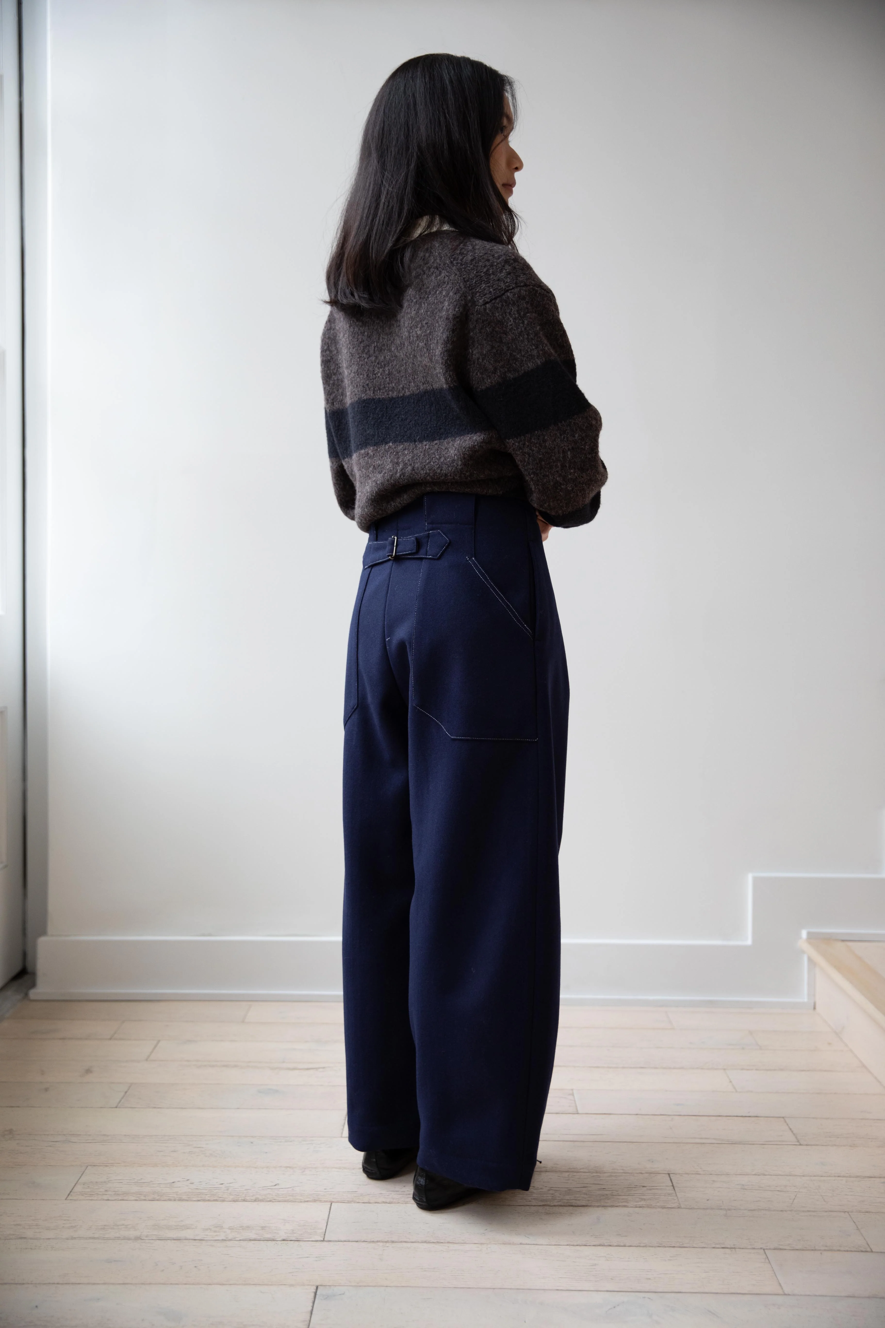 Aseedonclöud | HW Wide Trousers in Blue Wool - Image 25