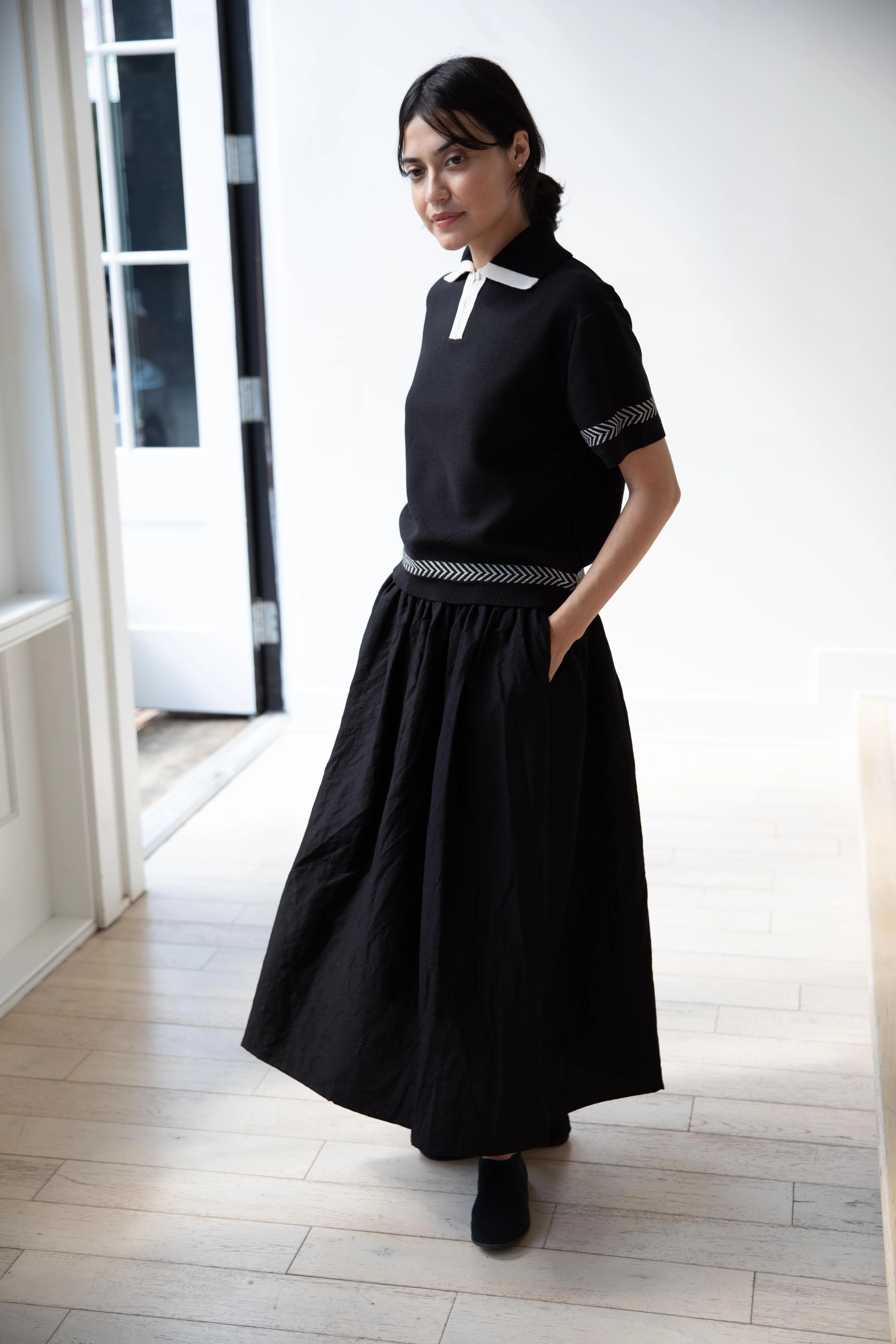 Aseedonclöud | Kafusho Polo Knit in Black - Image 13