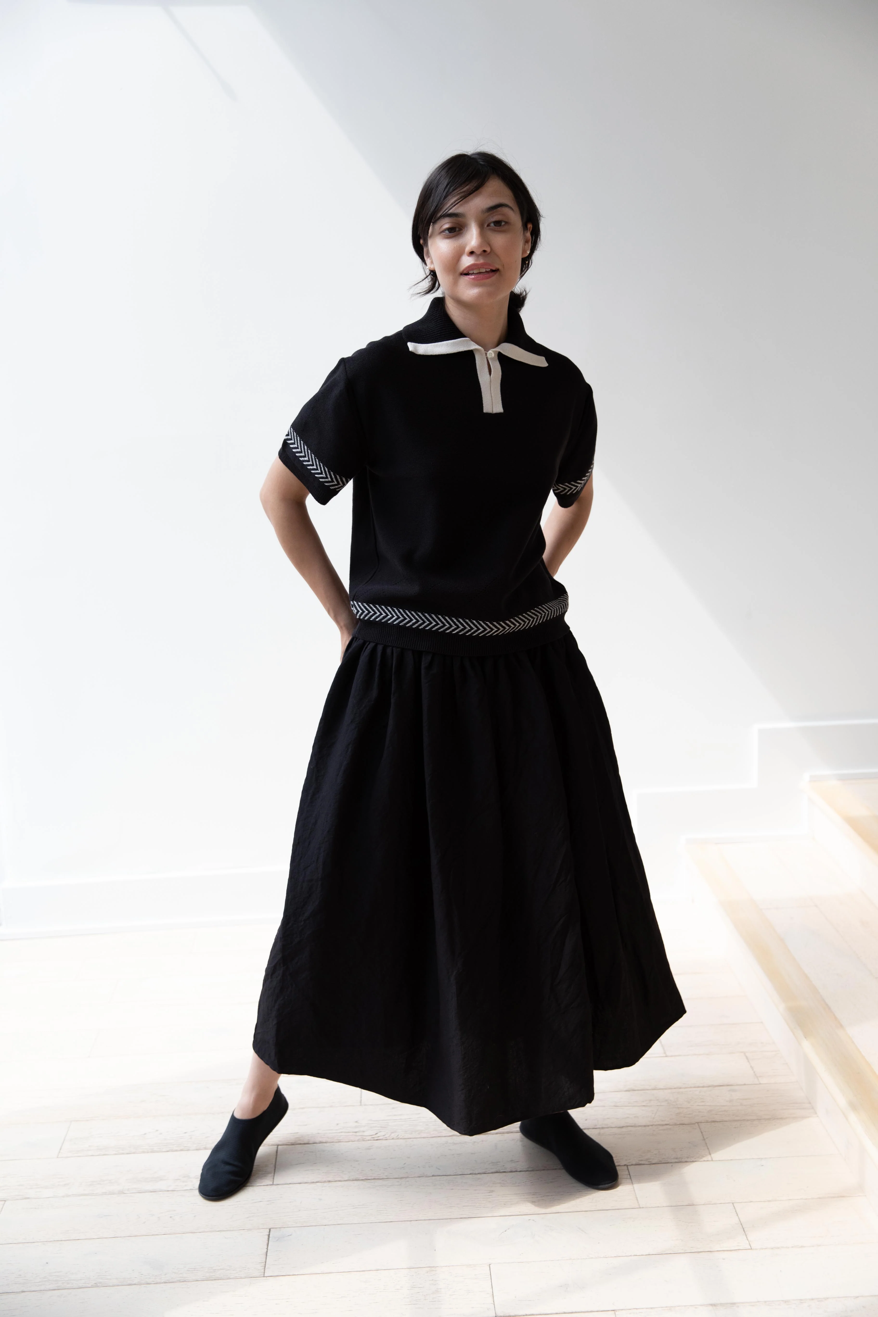Aseedonclöud | Kafusho Polo Knit in Black - Image 32