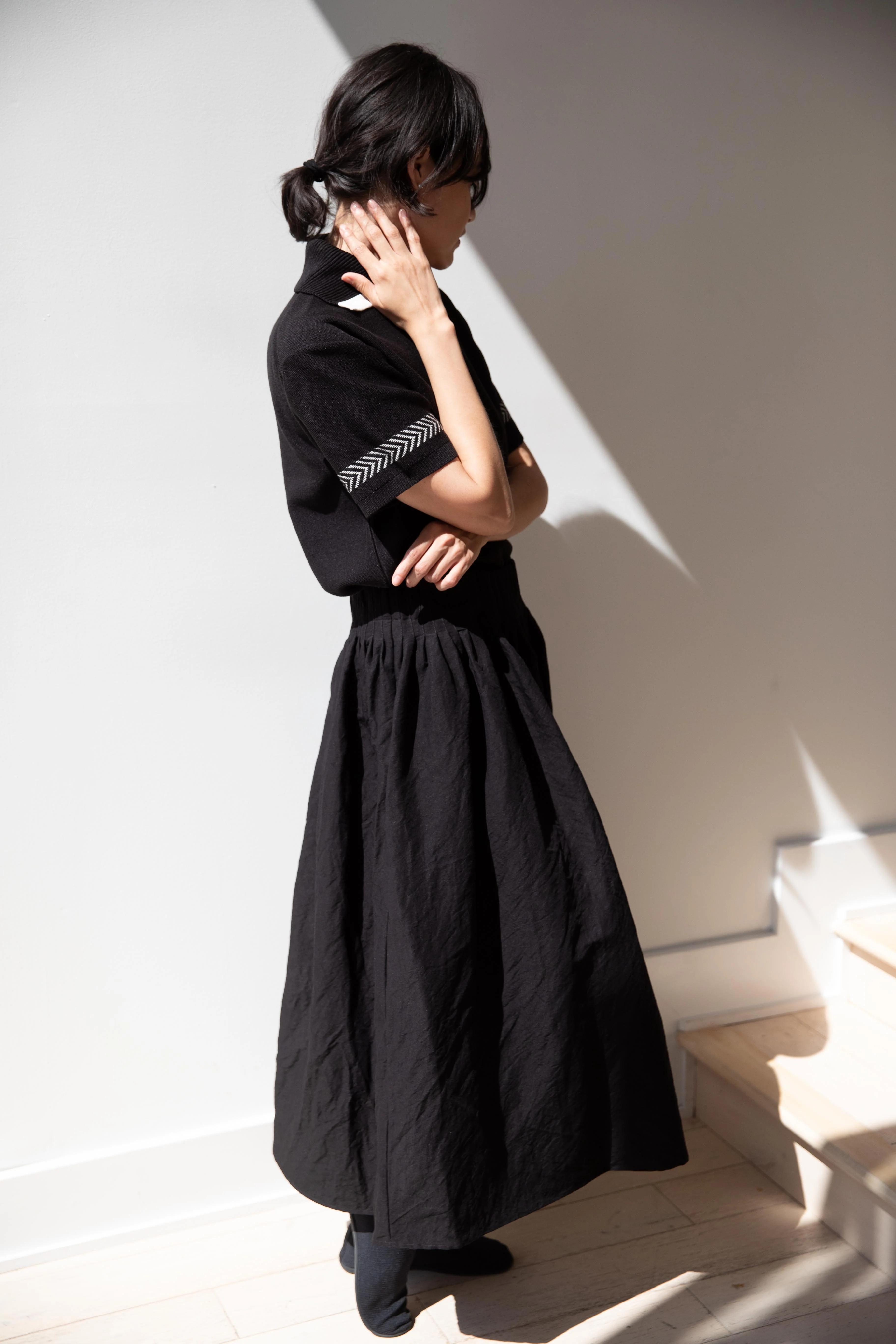 Aseedonclöud | Kafusho Polo Knit in Black - Image 48