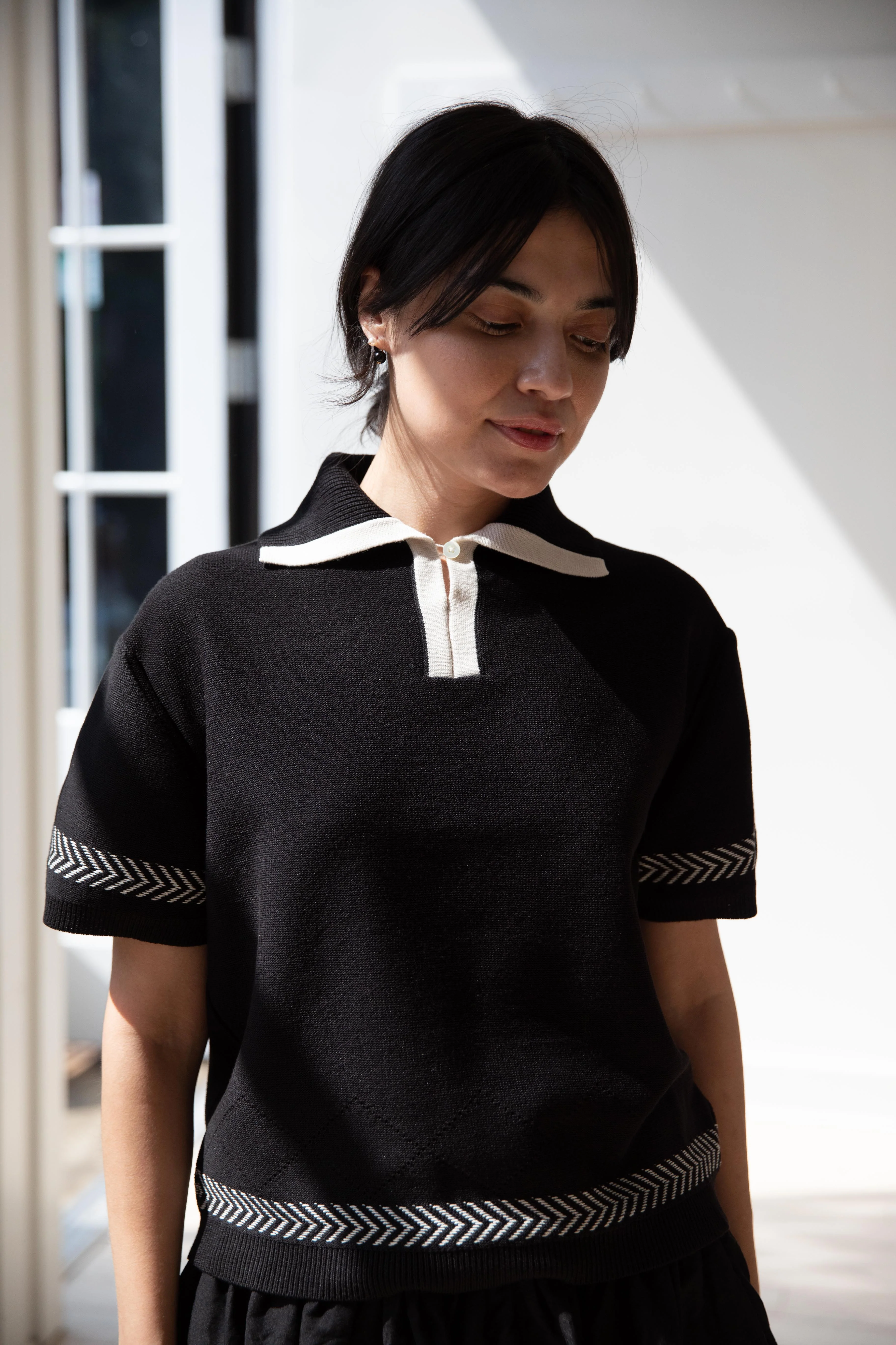 Aseedonclöud | Kafusho Polo Knit in Black - Image 6