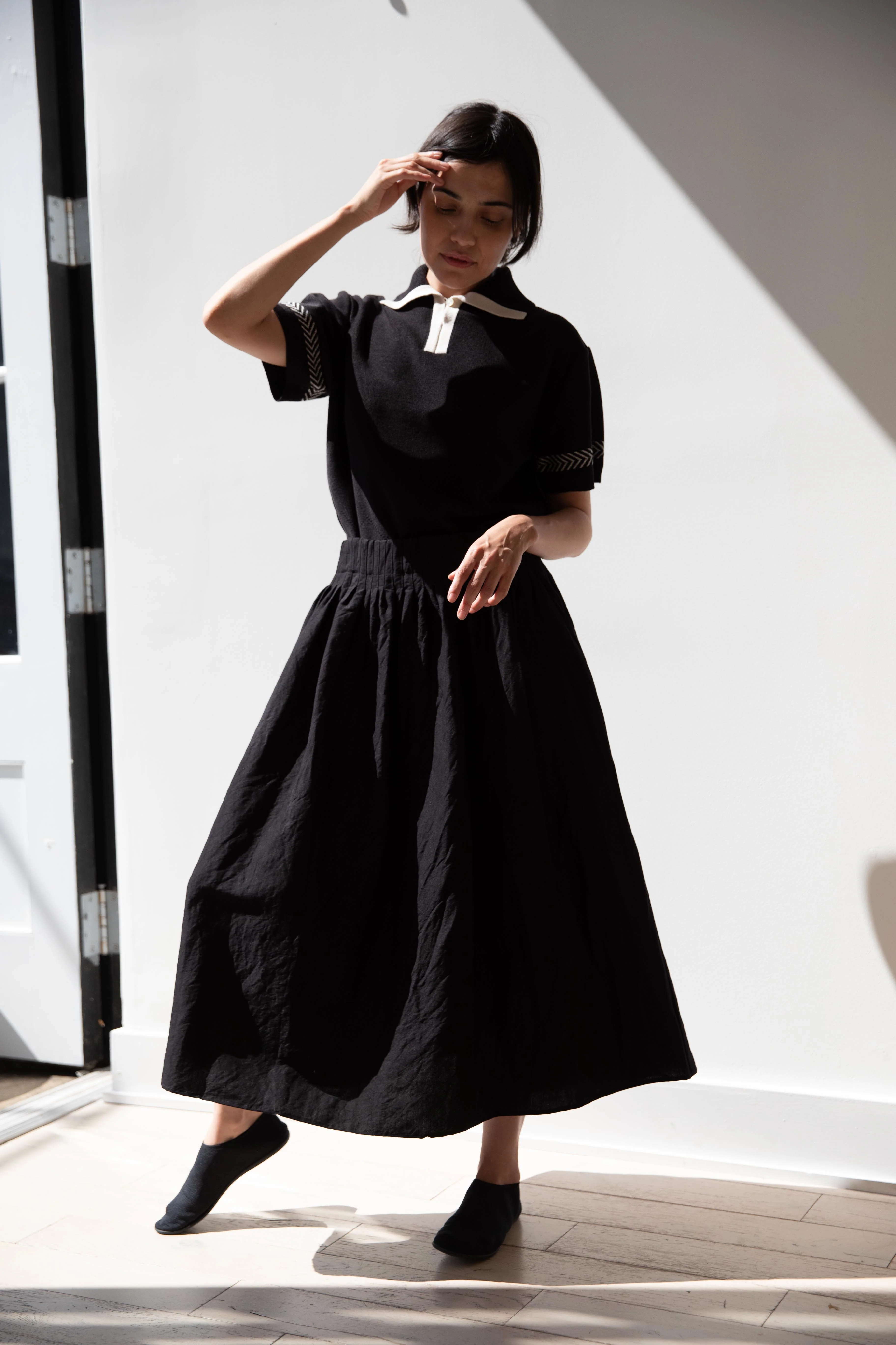 Aseedonclöud | Kafusho Polo Knit in Black - Image 8